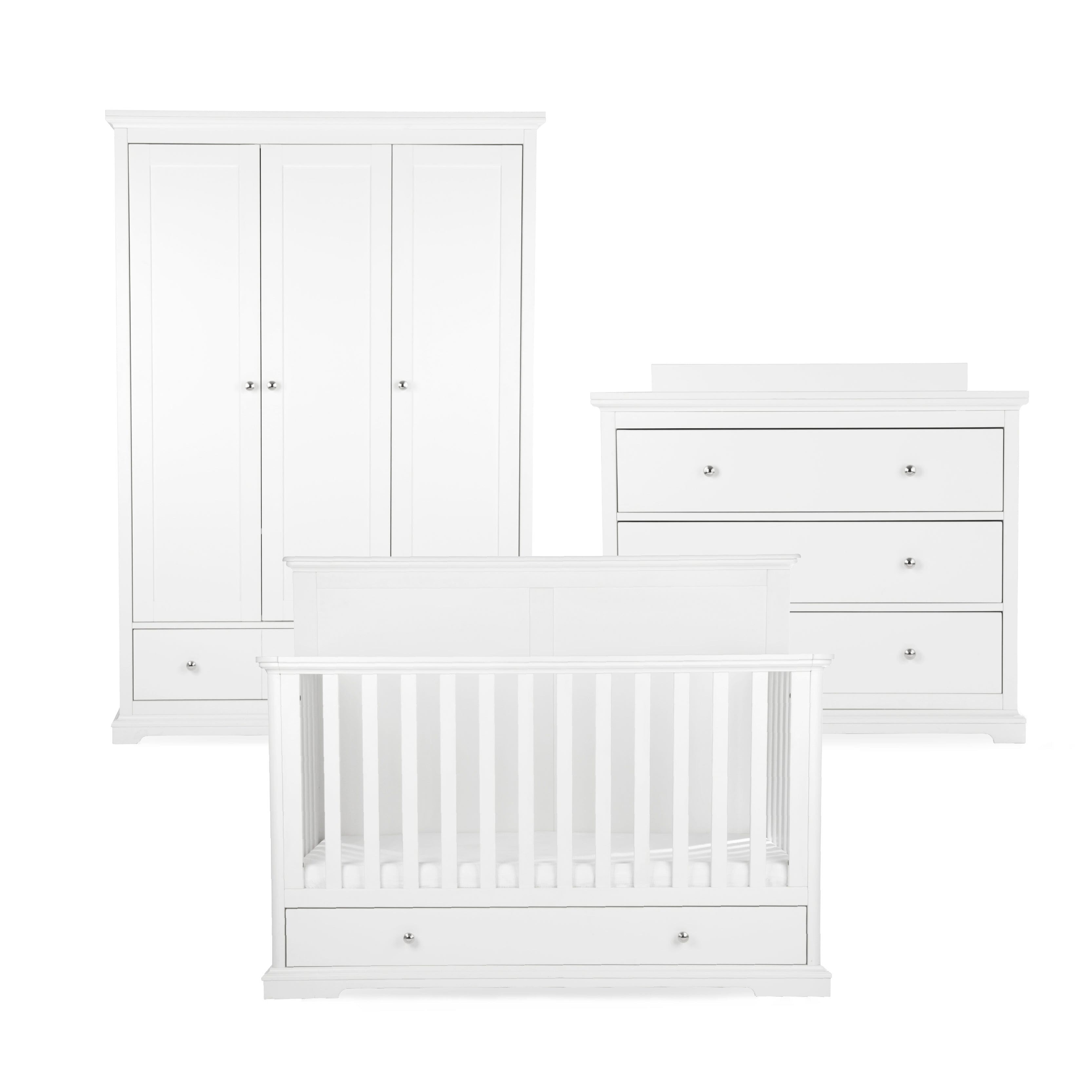 Beaumont Grand 3 Piece Nursery Furniture Set - White Furniture Sets CuddleCo