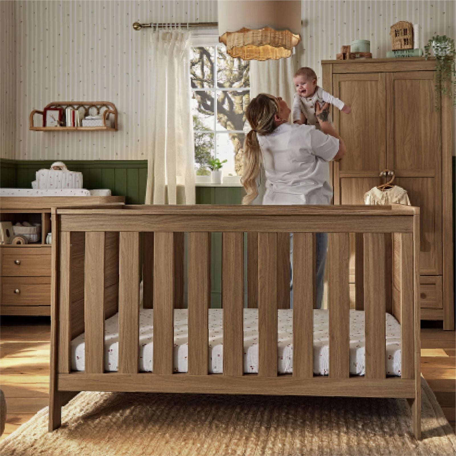 Burford 3 Piece Nursery Furniture Set - Oak Furniture Sets CuddleCo