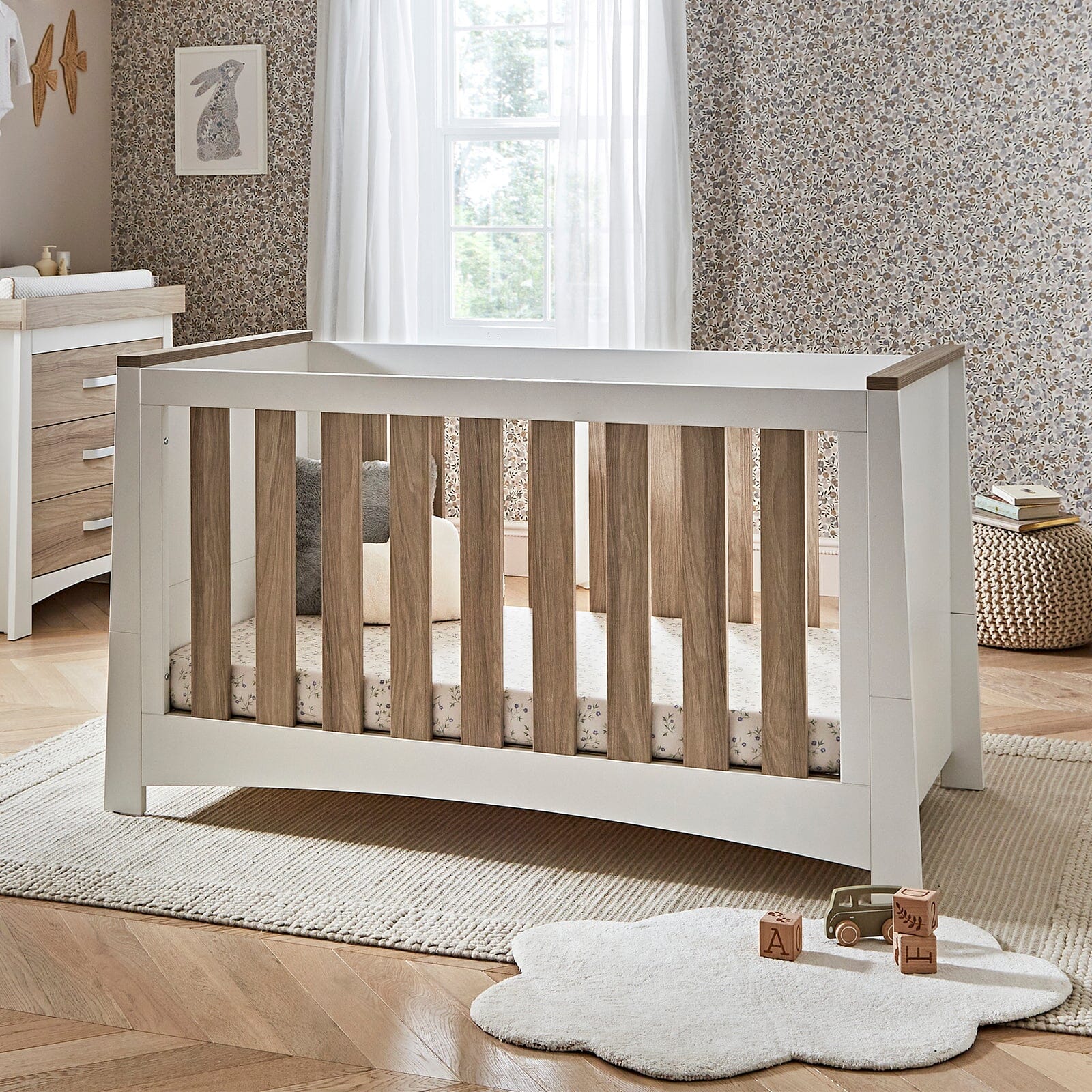 Ada Cot Bed - White & Ash Furniture Singles CuddleCo