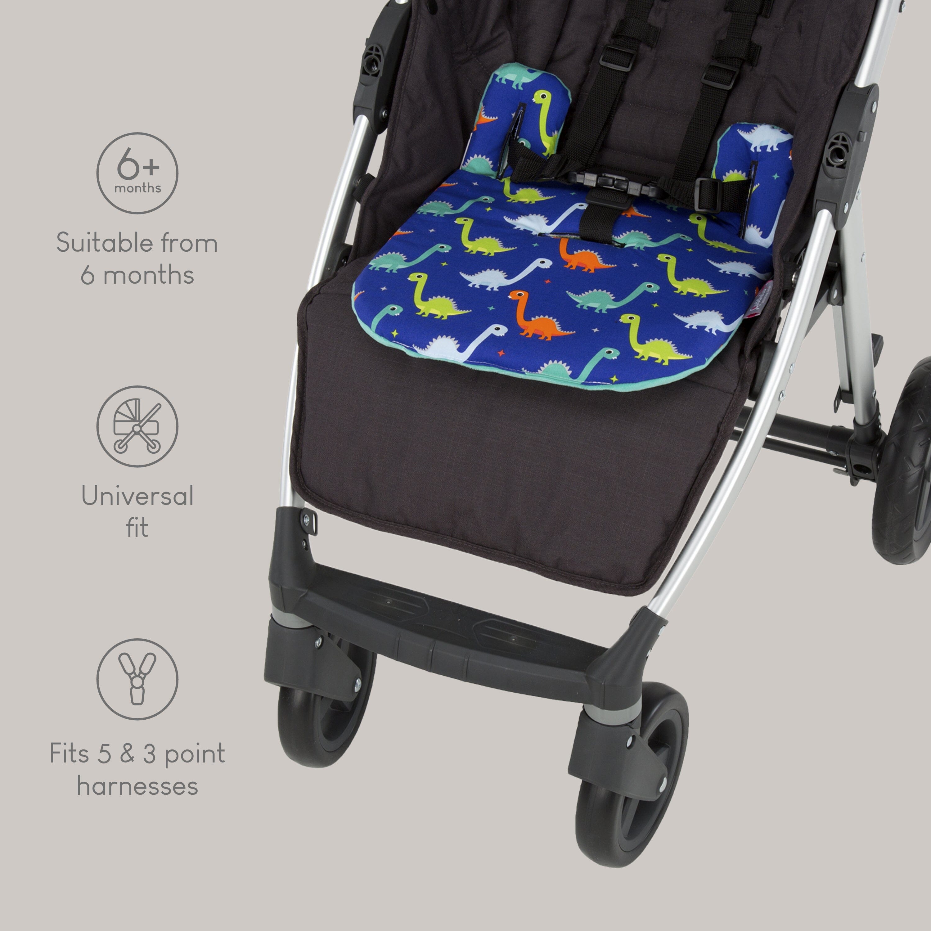 Comfi-Cush Mini Memory Foam Stroller Cushion - Dinosaur Fun CuddleCo