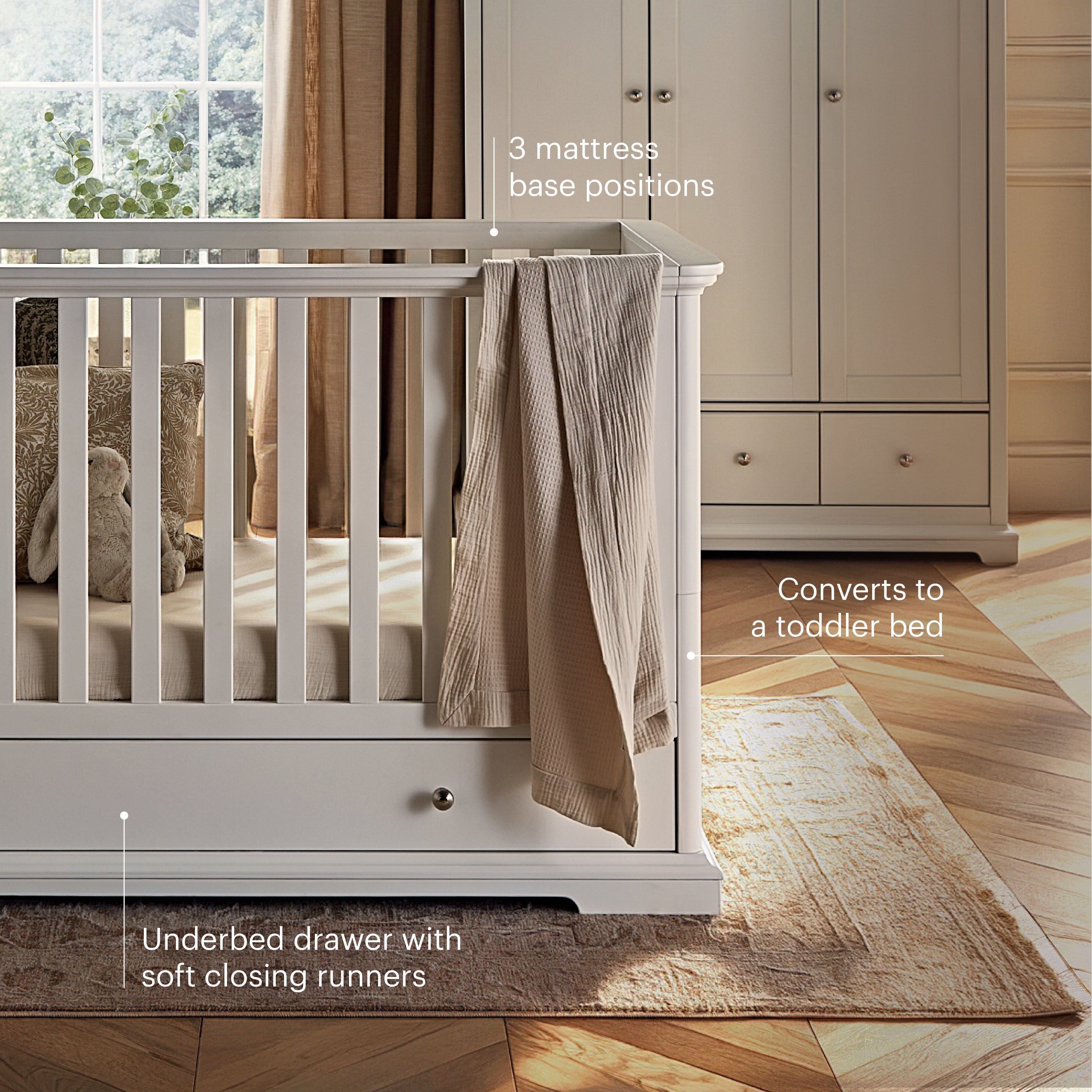 Beaumont Cot Bed - White Furniture Singles CuddleCo
