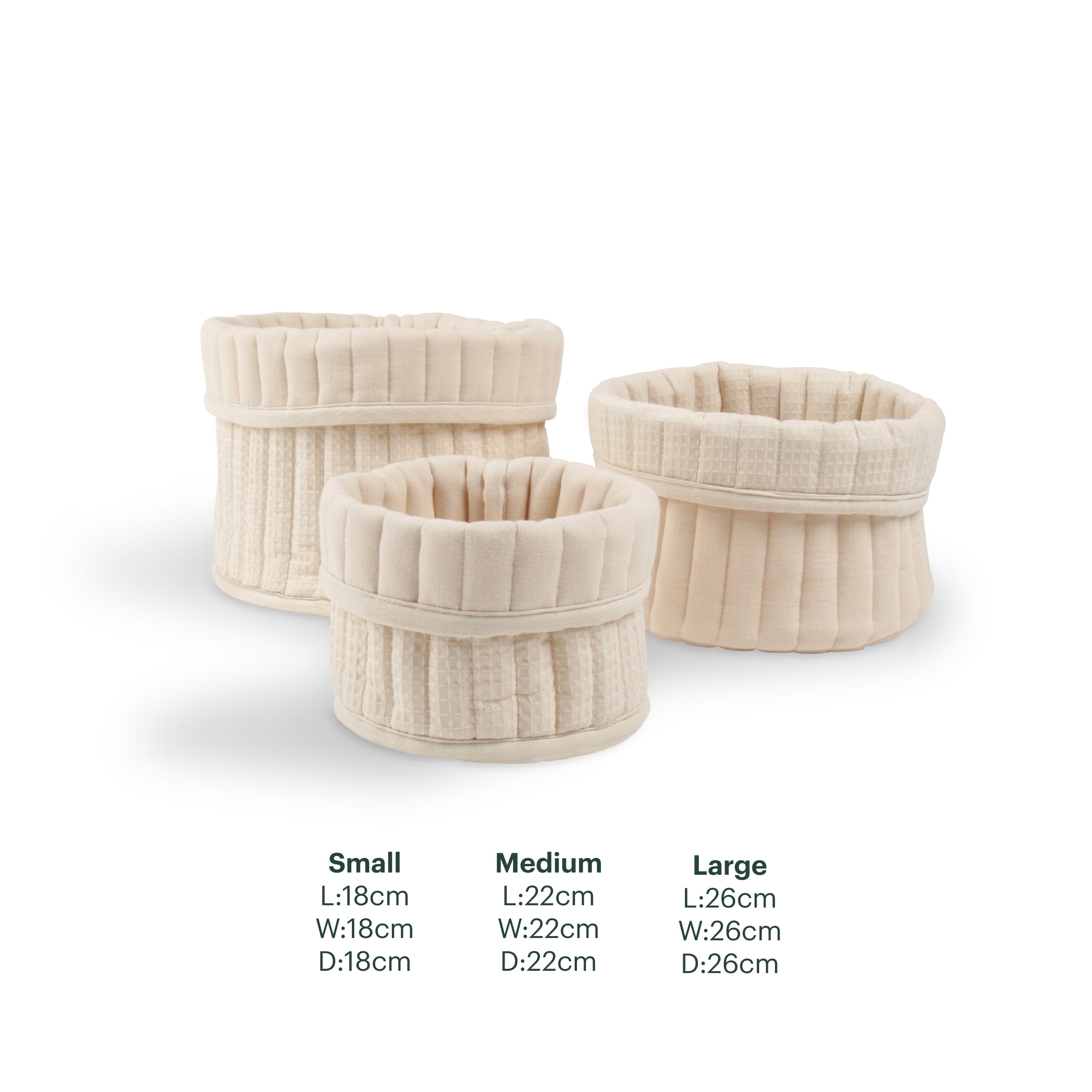 3 Pack Storage Baskets - Cashmere Waffle Accessory CuddleCo
