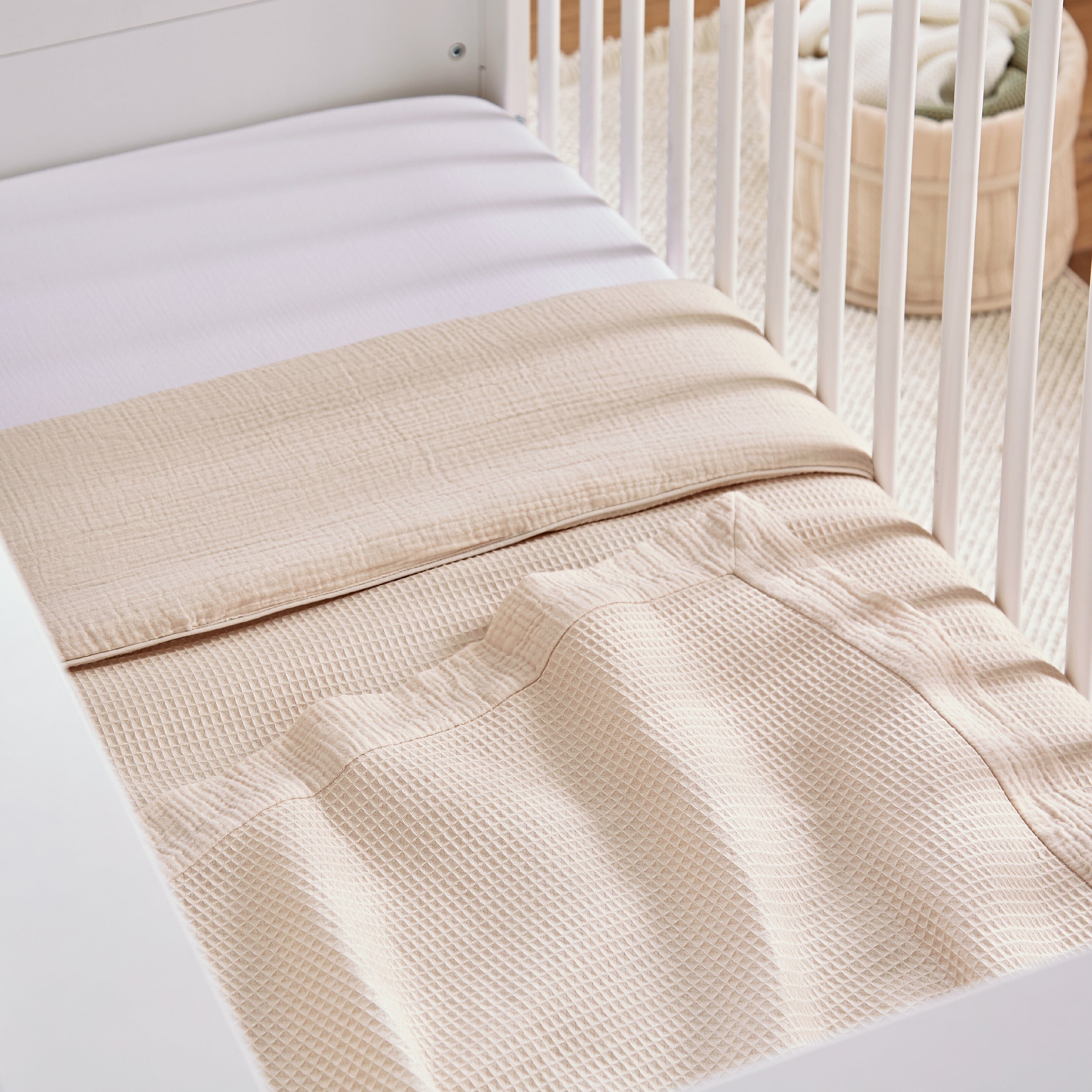 4 Piece Cot Bed Bedding Set - Cashmere Waffle Accessory CuddleCo