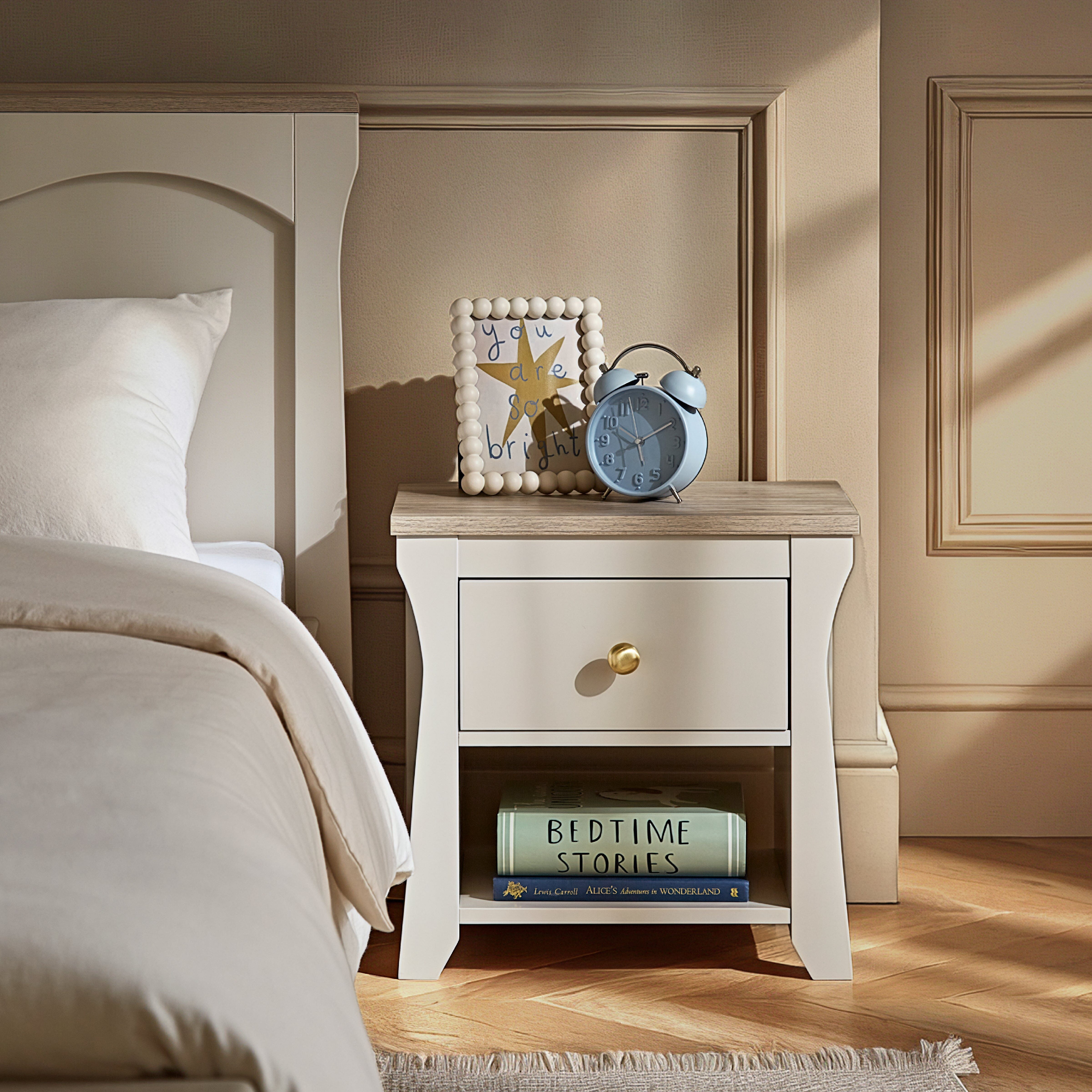 Clara Bedside Table - Cashmere & Ash Furniture Singles CuddleCo