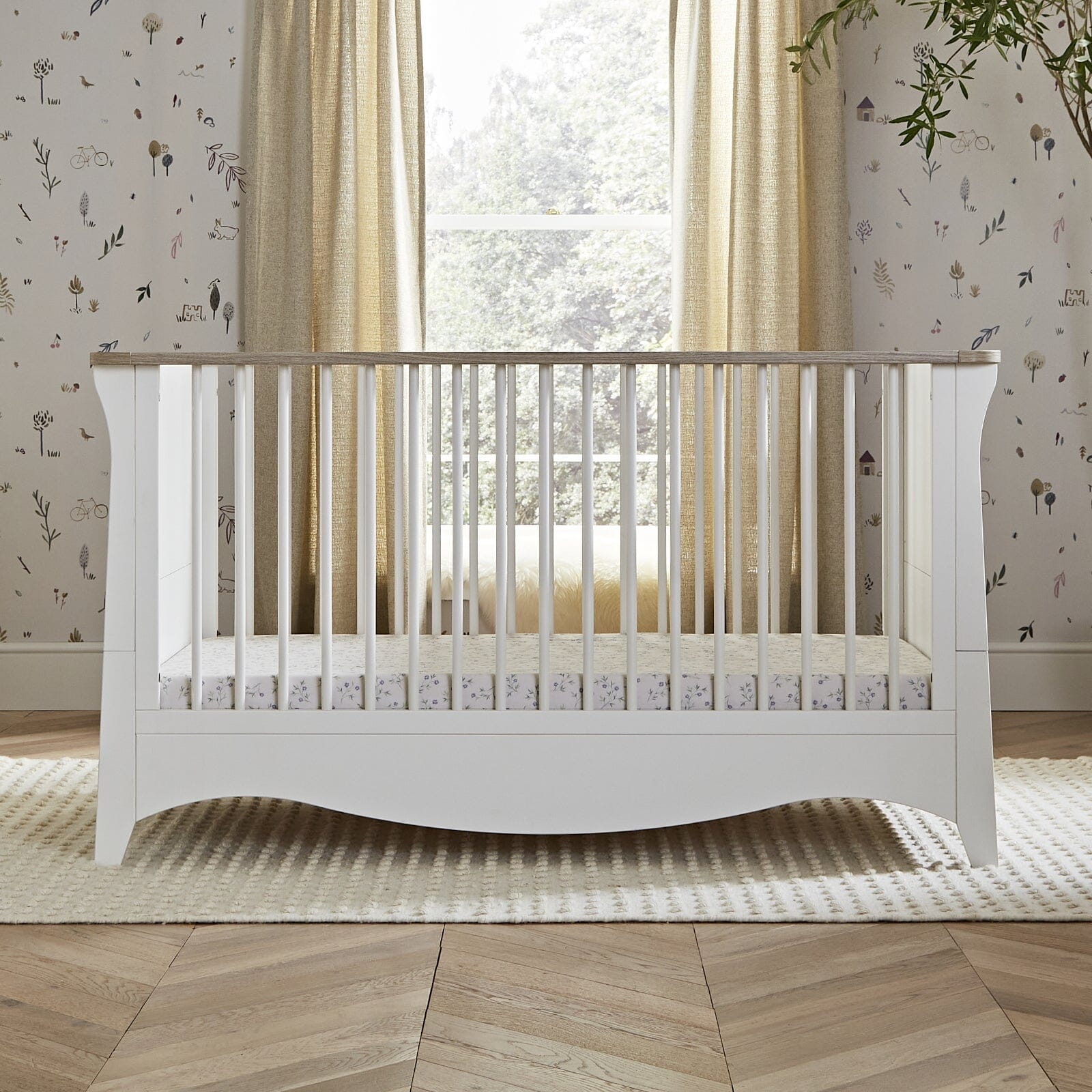 Clara 2 Piece Nursery Furniture Set (Cot Bed & Dresser) - White & Ash Furniture Sets CuddleCo