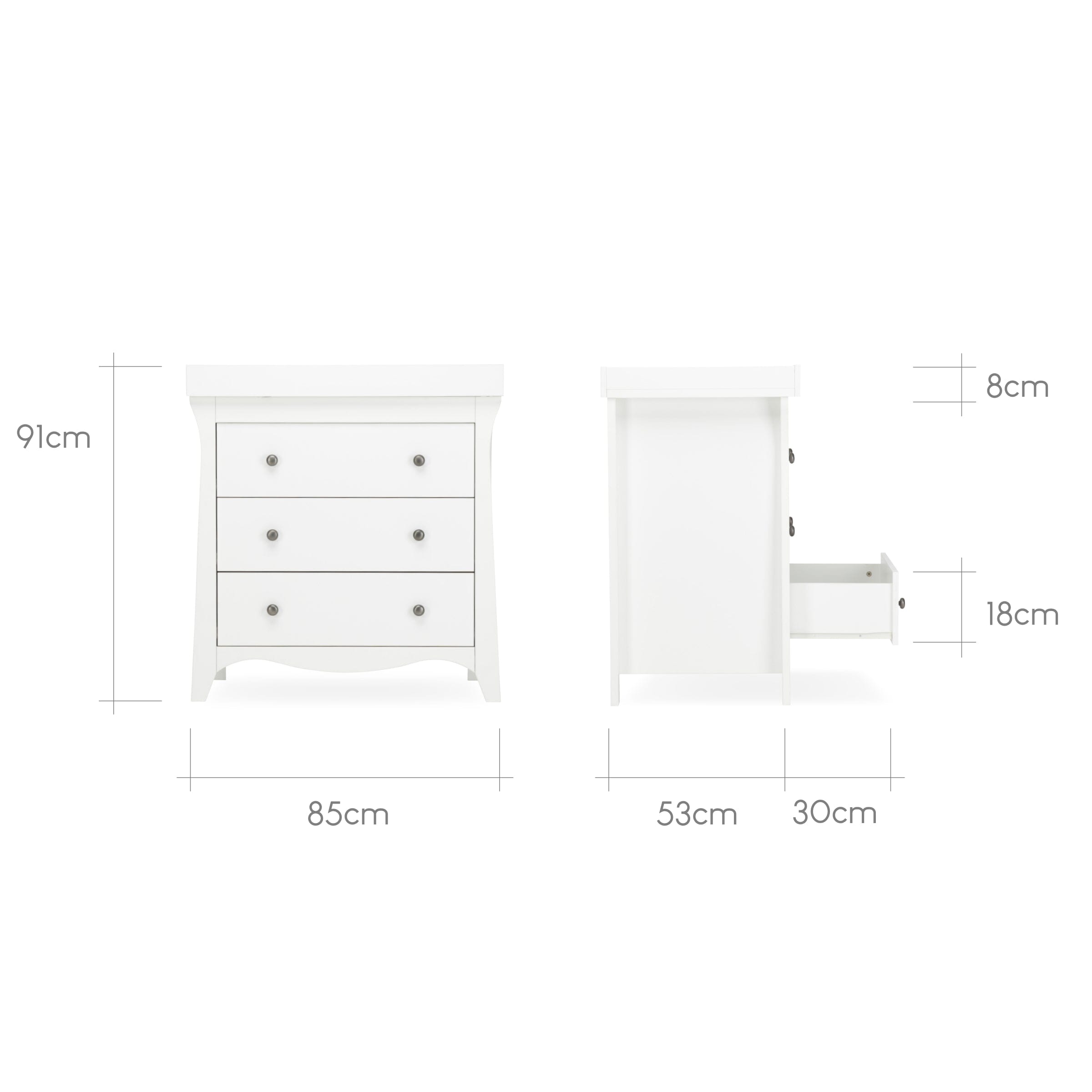 Clara 3 Piece Nursery Furniture Set - White Furniture Sets CuddleCo