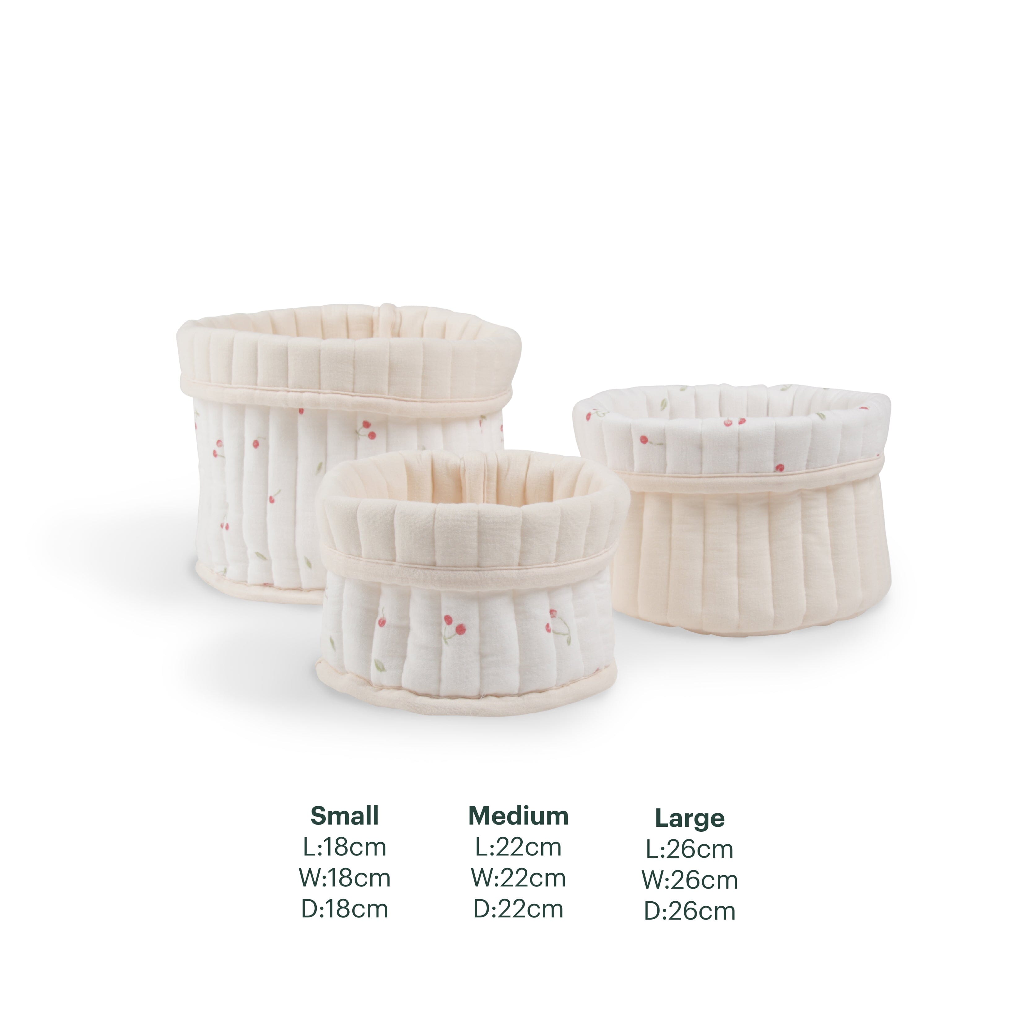 3 Pack Storage Baskets - Ditsy Cherry Accessory CuddleCo