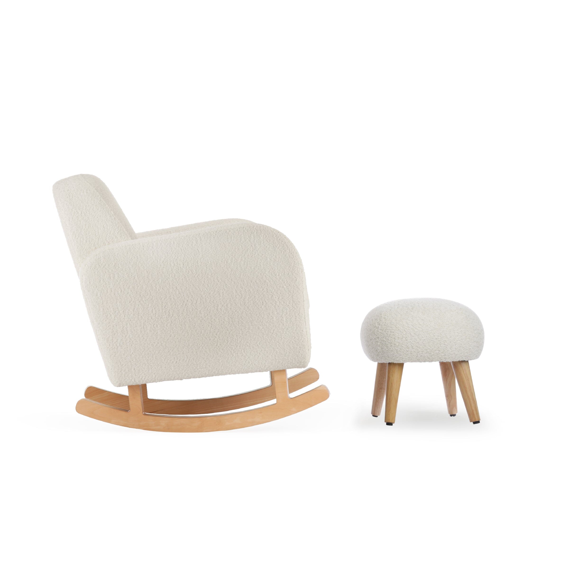 Etta Nursing Chair & Foot stool - Boucle Off White Furniture Singles CuddleCo