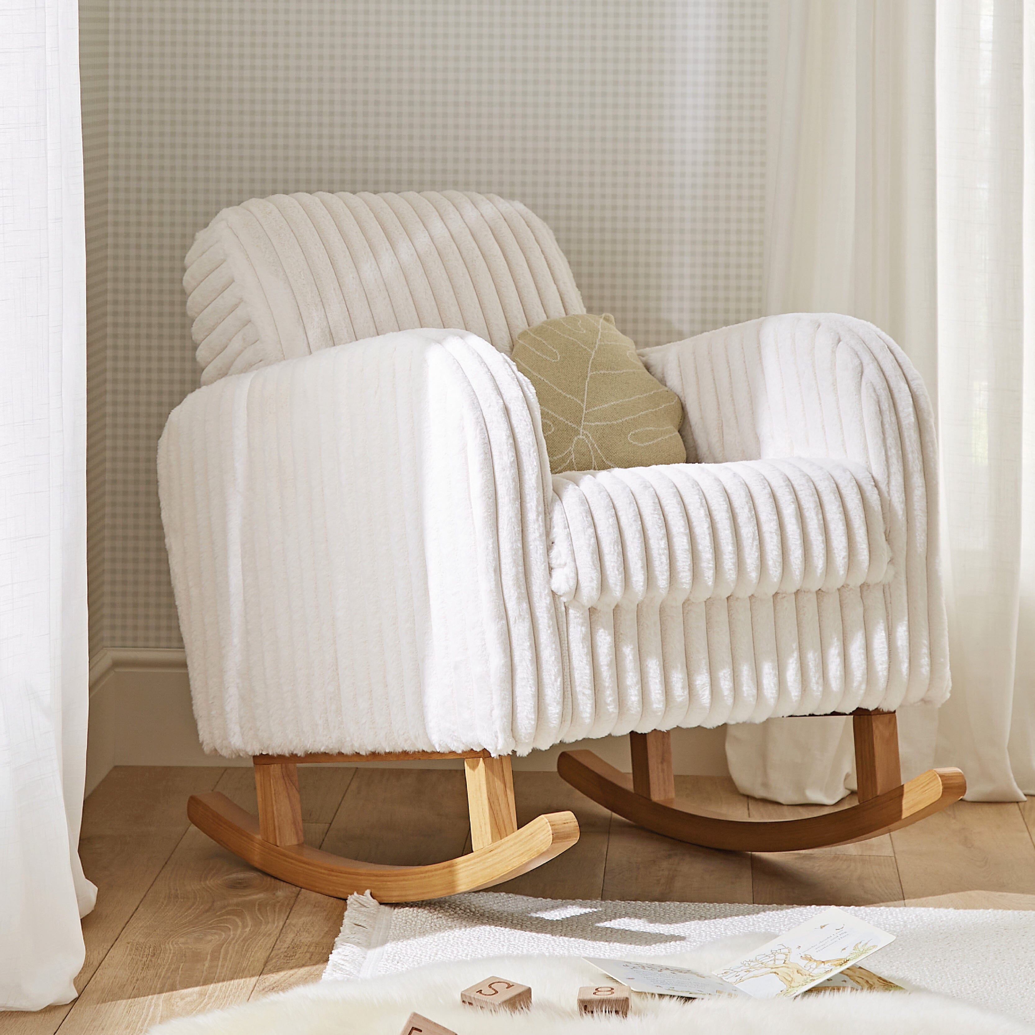 Etta Faux Fur Nursing Chair - Cream CuddleCo