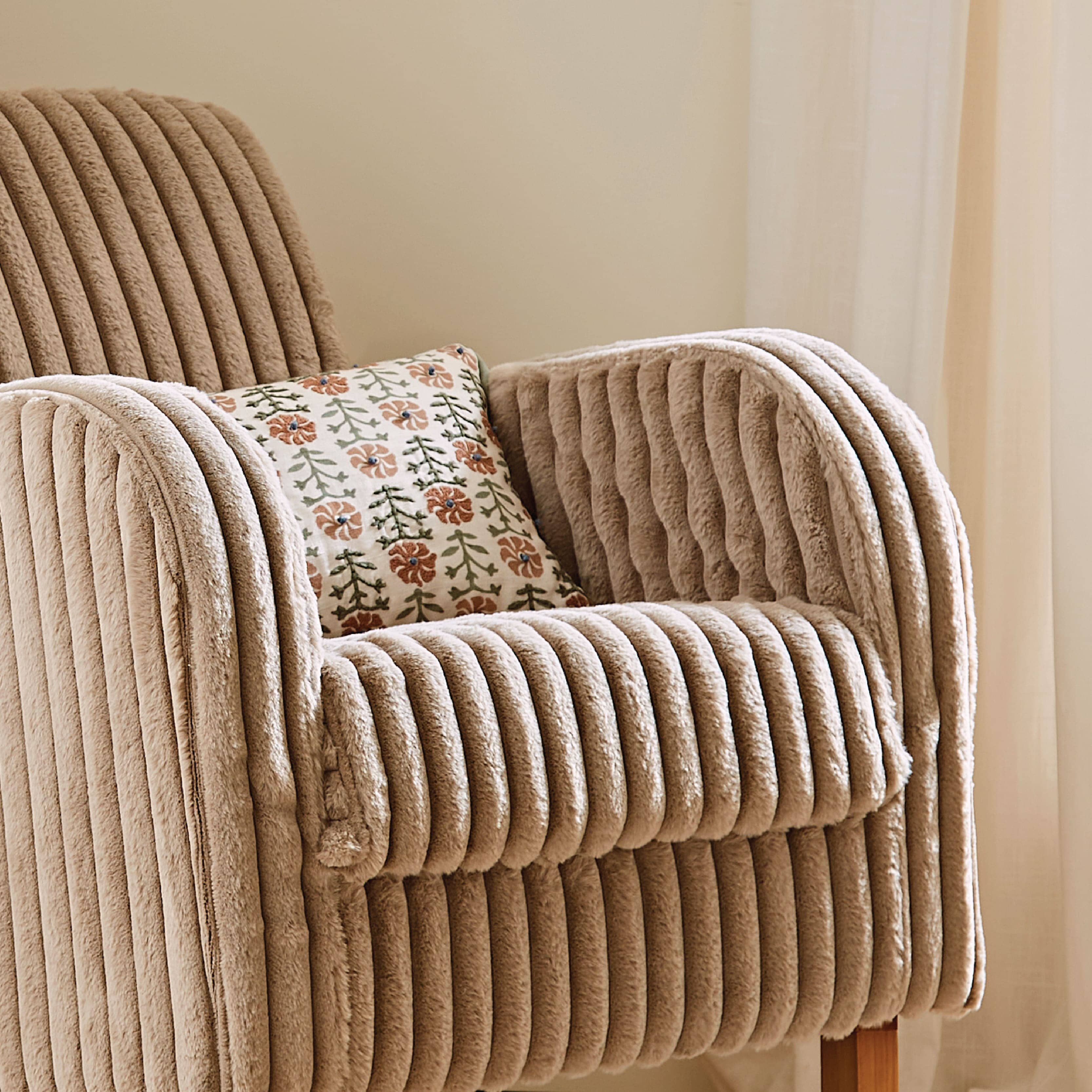 Etta Faux Fur Nursing Chair - Mink CuddleCo