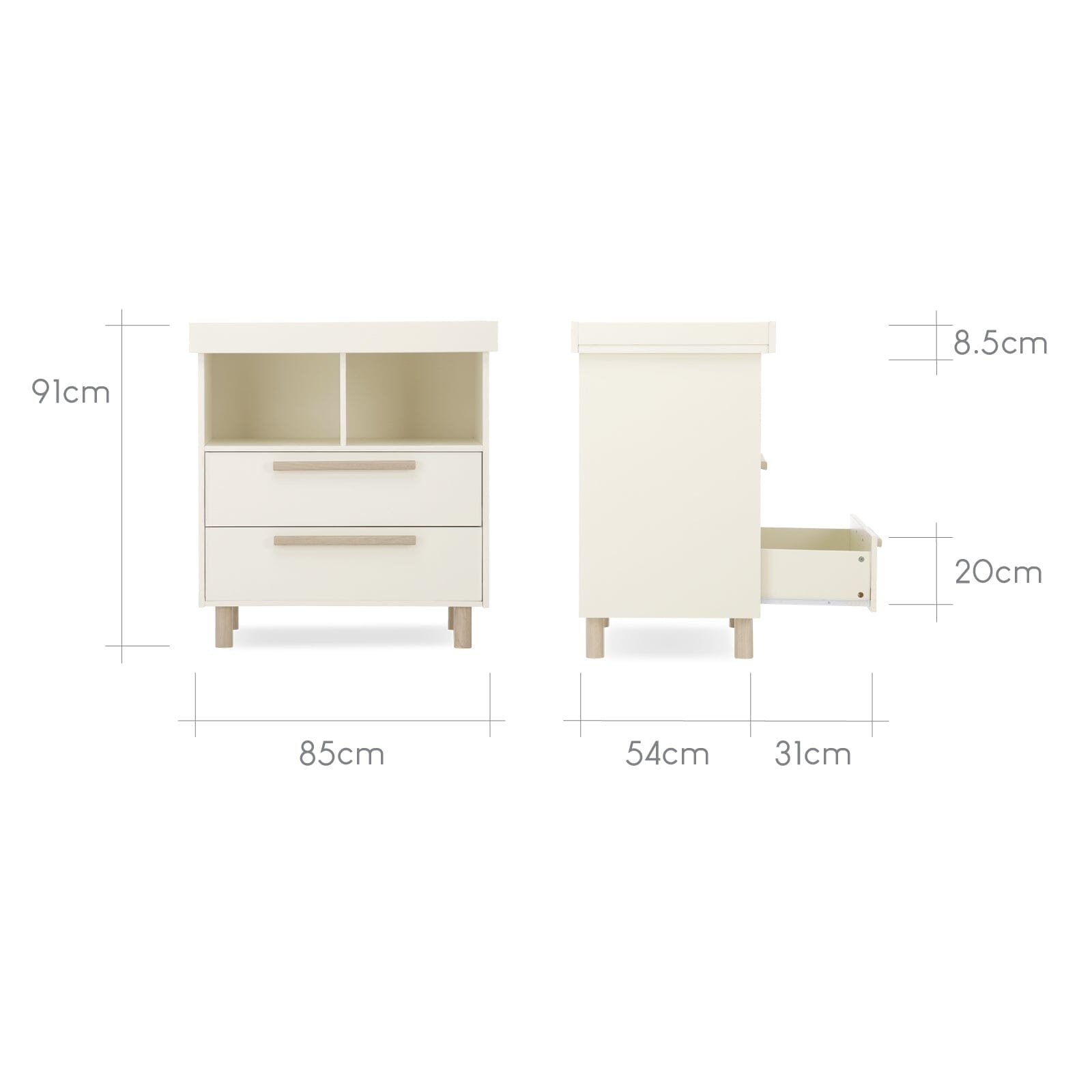 Harper 2 Piece Nursery Furniture Set - Cream & Ash Furniture Sets CuddleCo