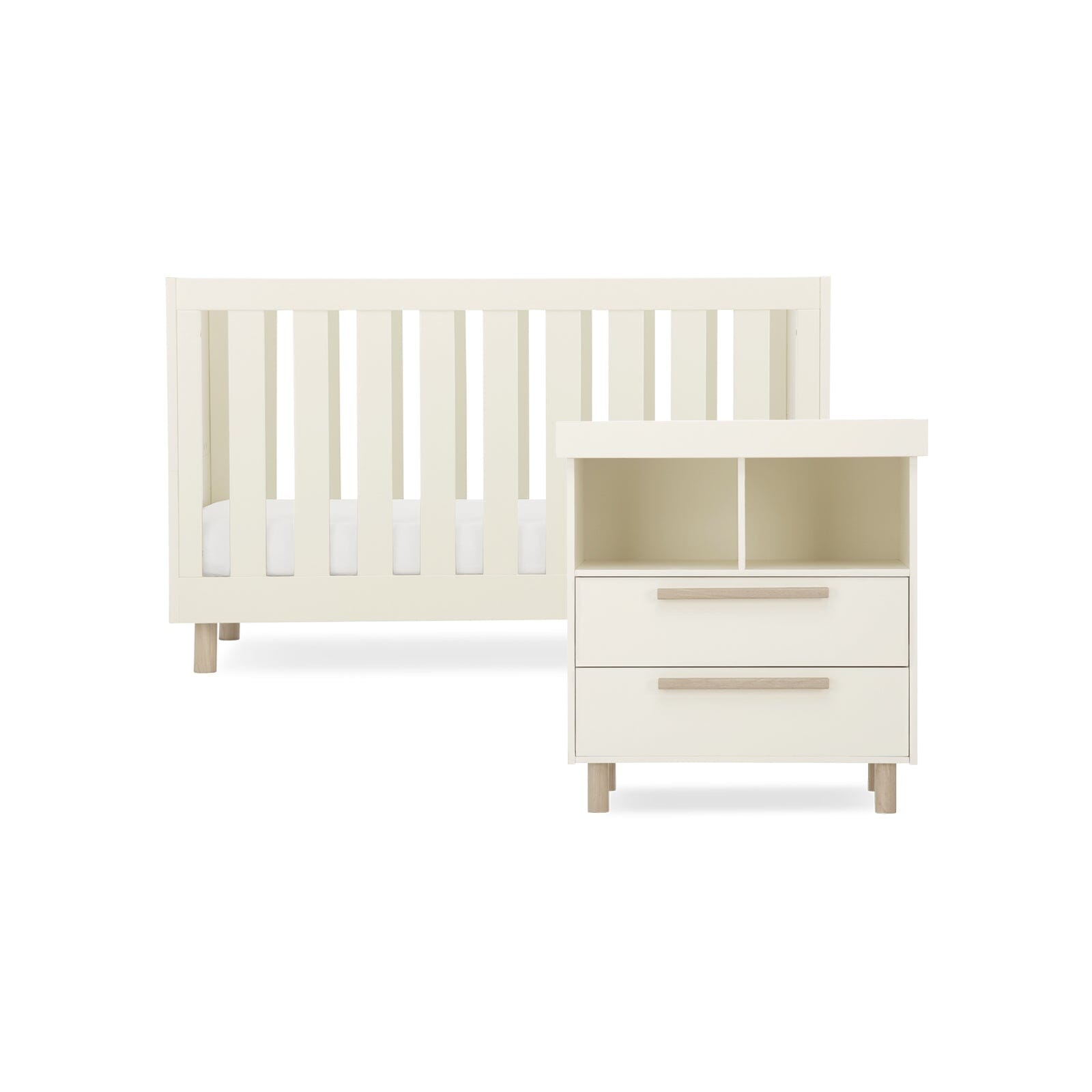 Harper 2 Piece Nursery Furniture Set - Cream & Ash Furniture Sets CuddleCo