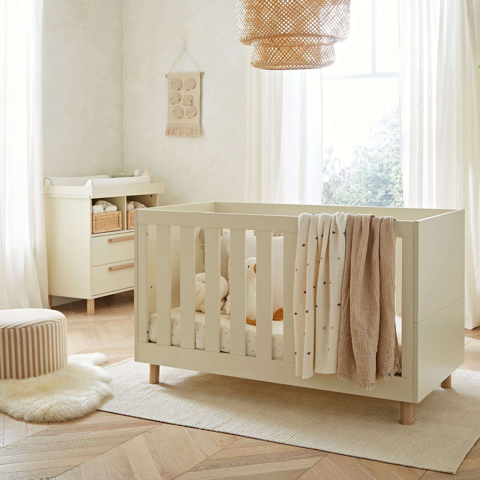 Harper 2 Piece Nursery Furniture Set - Cream & Ash Furniture Sets CuddleCo