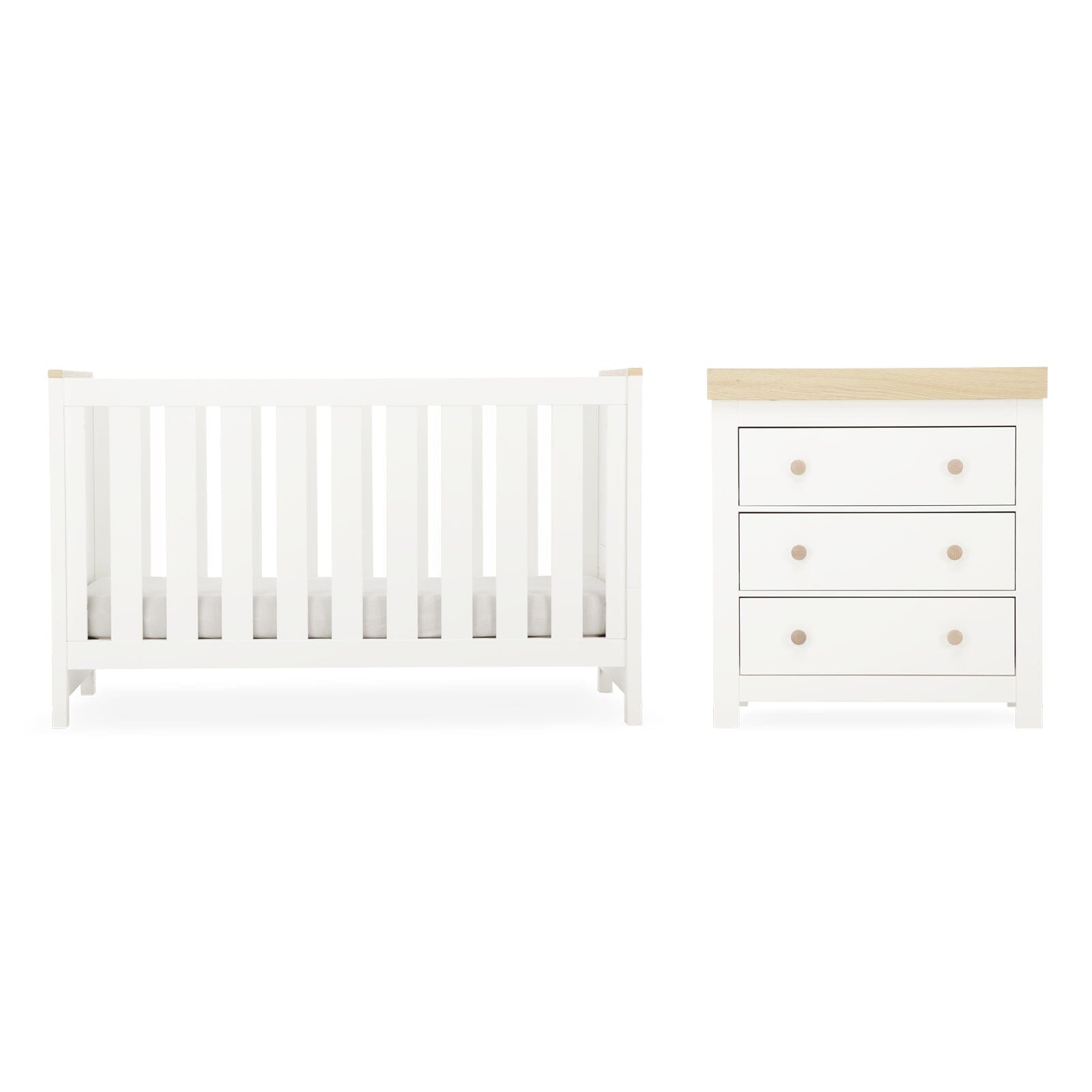 Luna 2 Piece Nursery Furniture Set - White & Oak Furniture Sets CuddleCo