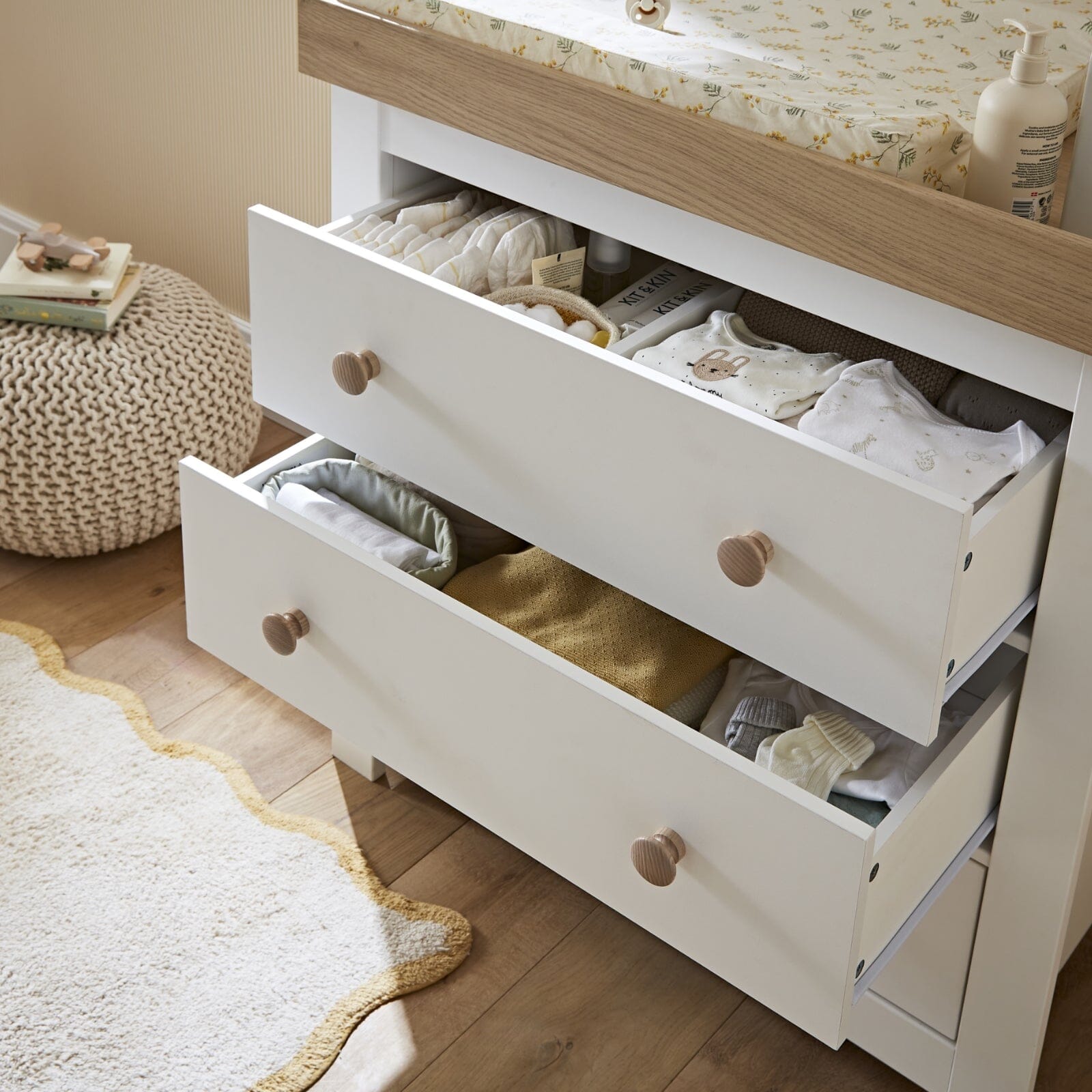 Luna 3 Piece Nursery Furniture Set - White & Oak Furniture Sets CuddleCo