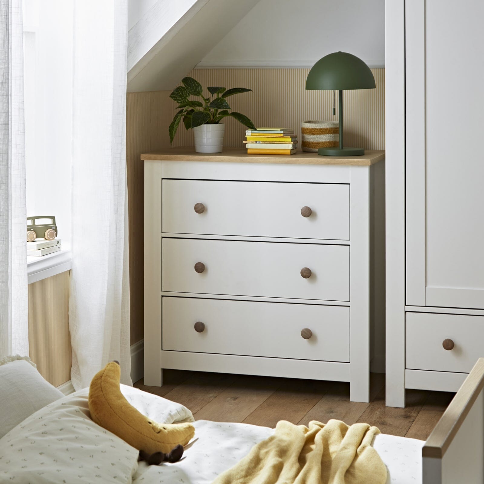 Luna 3 Piece Nursery Furniture Set - White & Oak Furniture Sets CuddleCo