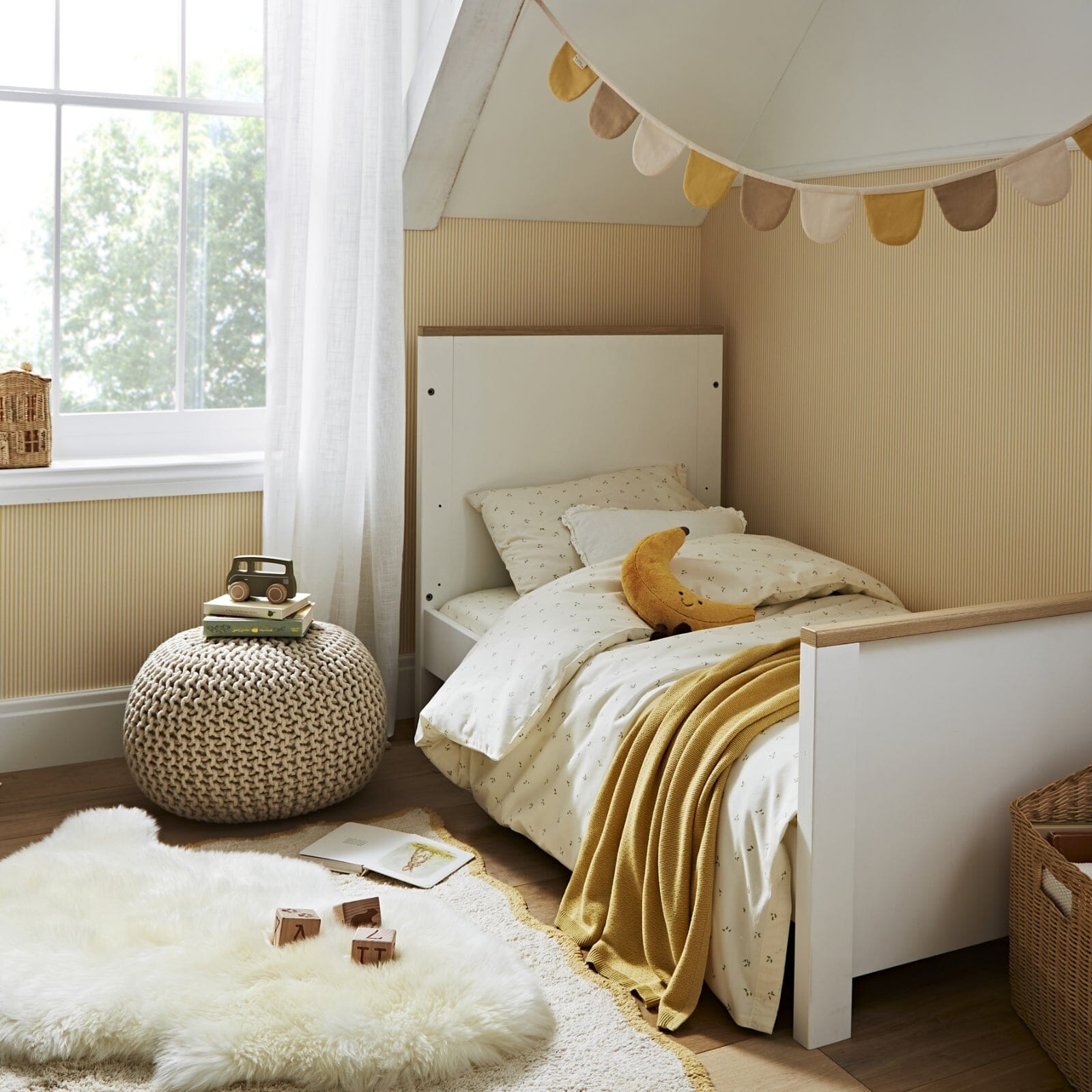 Luna 2 Piece Nursery Furniture Set (Cot Bed & Dresser) - White & Oak Furniture Sets CuddleCo