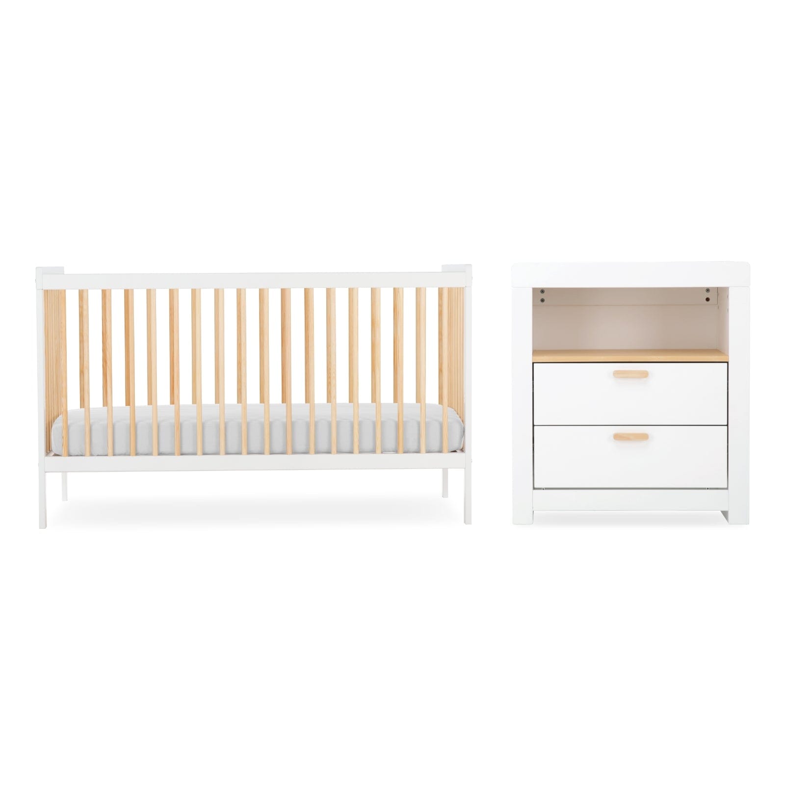 Nola Signature 2 Piece Nursery Furniture Set - White & Natural Furniture Sets CuddleCo