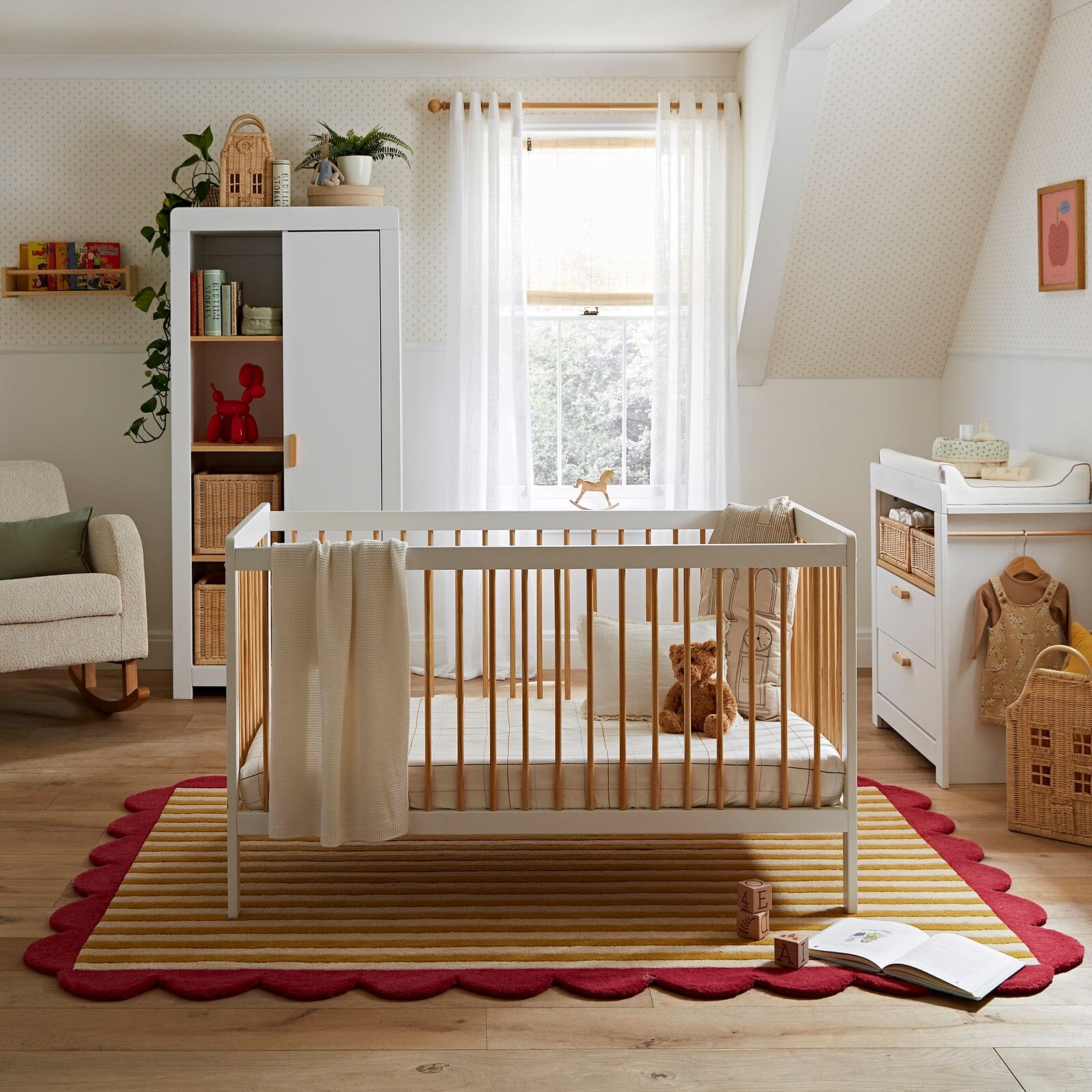 Nola Cot bed - White & Natural Furniture Singles CuddleCo