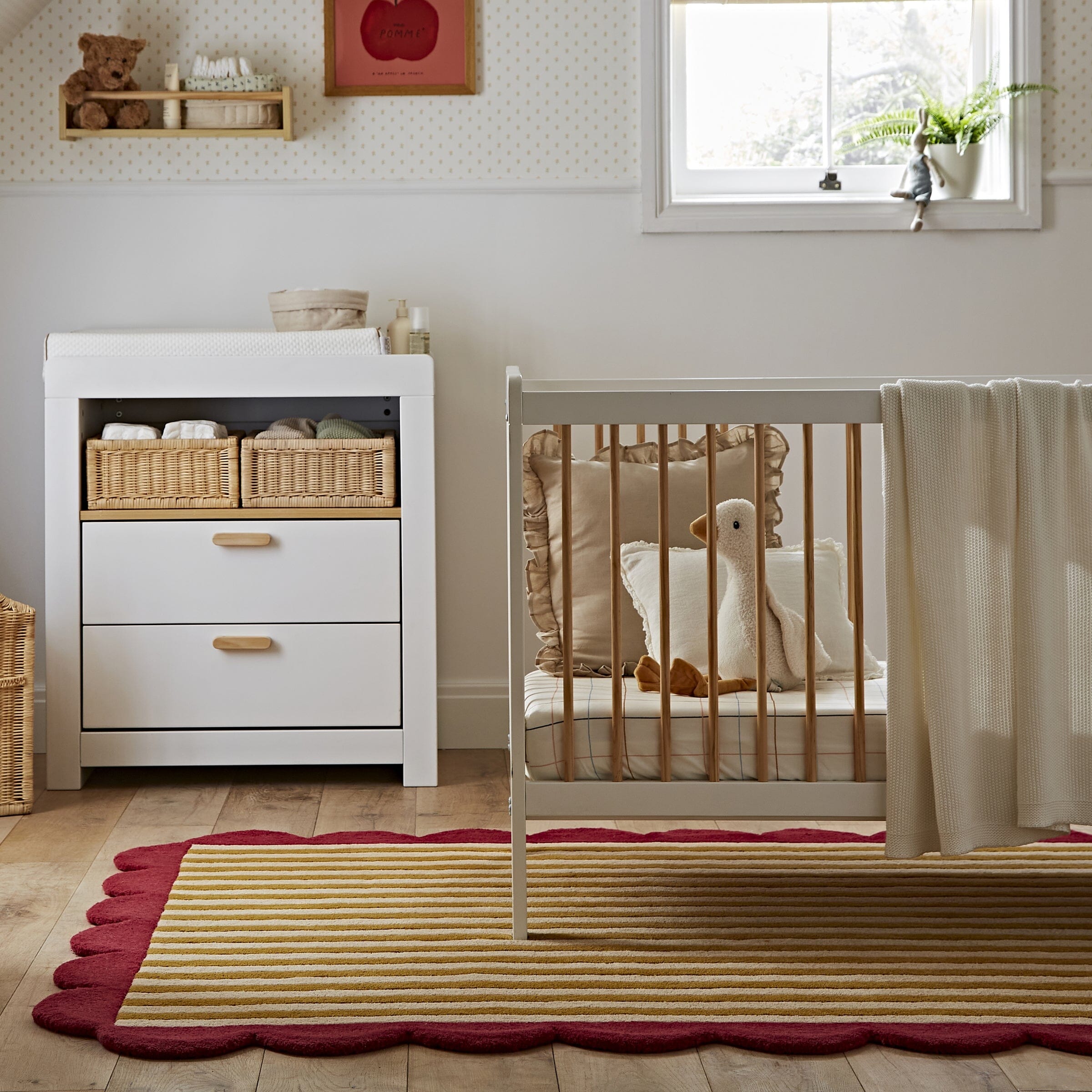 Nola 2 Piece Nursery Furniture Set - White & Natural Furniture Sets CuddleCo