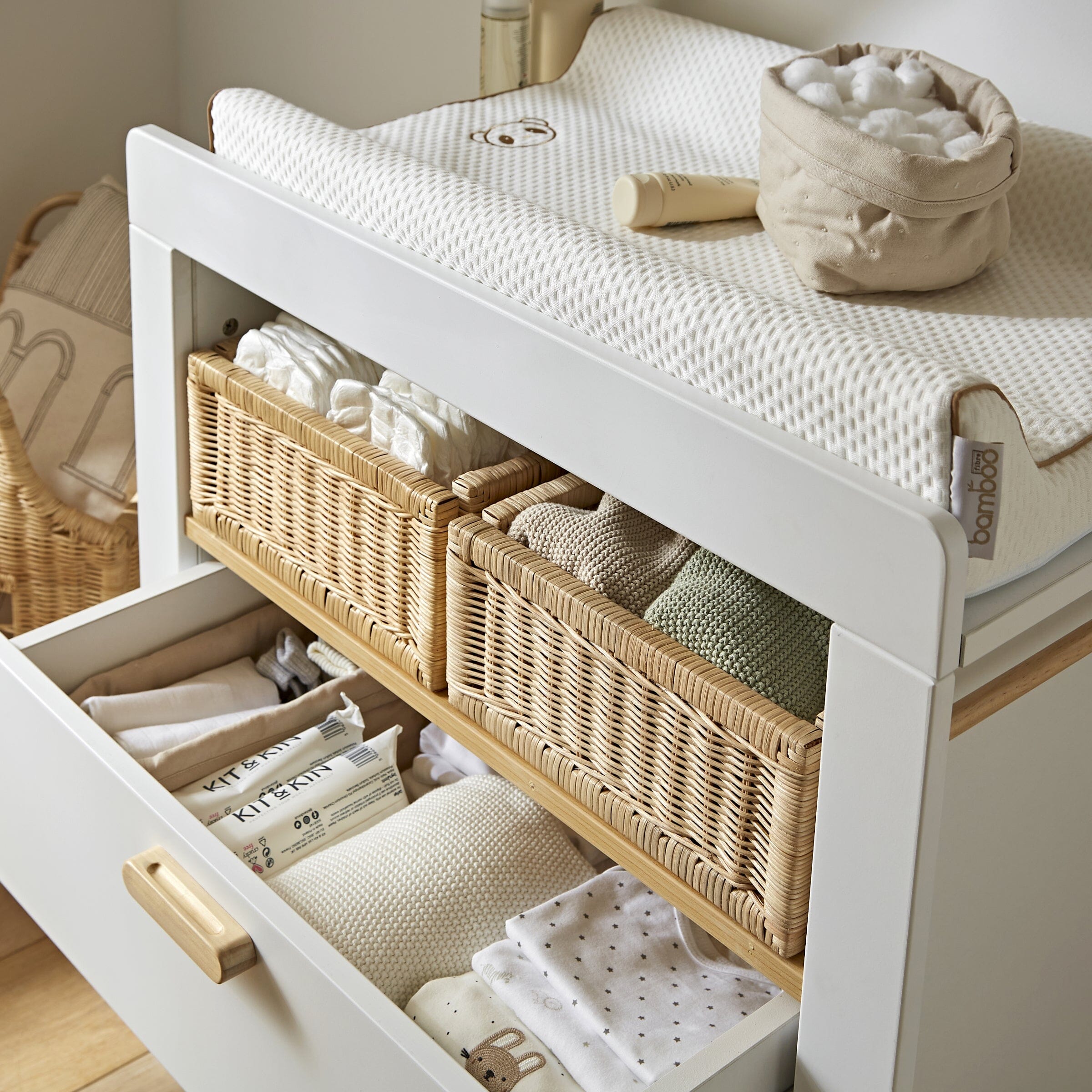 Nola 2 Piece Nursery Furniture Set - White & Natural Furniture Sets CuddleCo