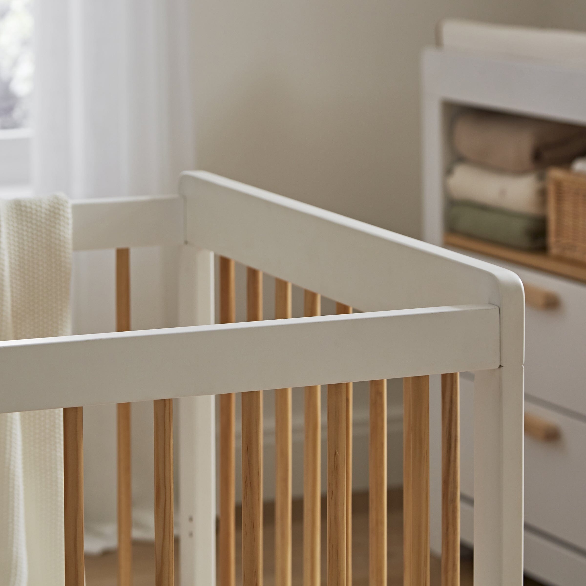 Nola Cot bed - White / Natural Furniture Singles CuddleCo