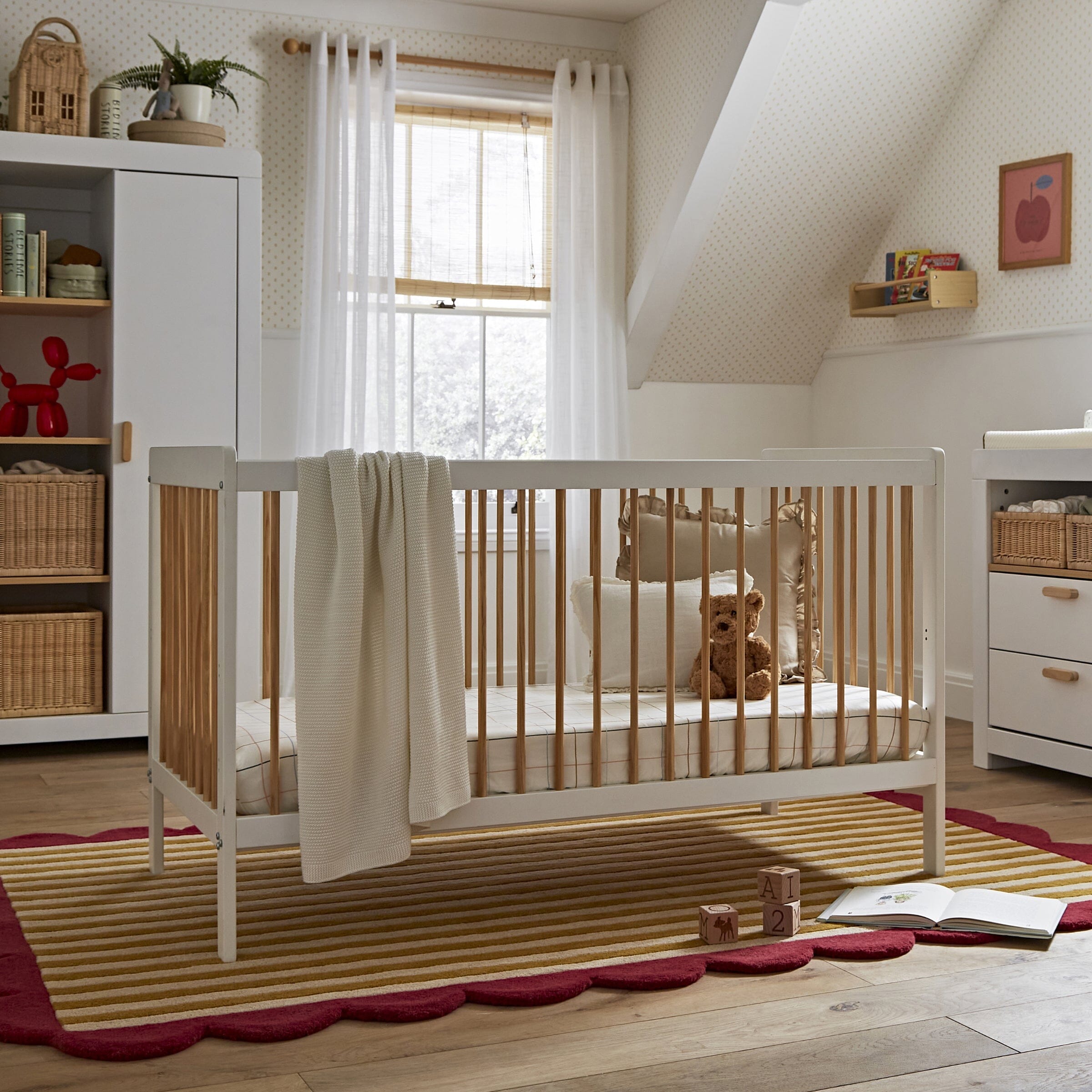 Nola Cot bed - White / Natural Furniture Singles CuddleCo