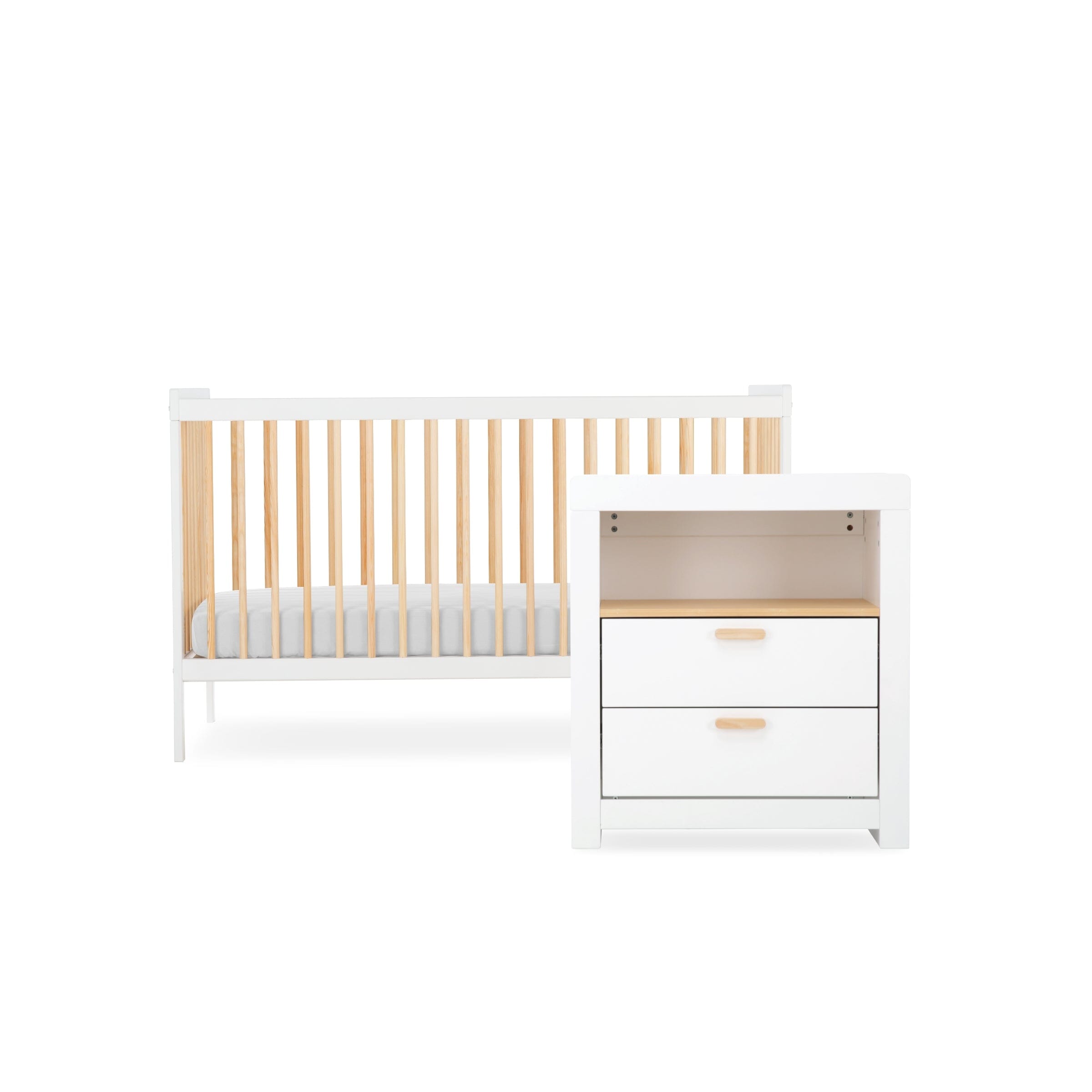 Nola 2 Piece Nursery Furniture Set - White & Natural Furniture Sets CuddleCo