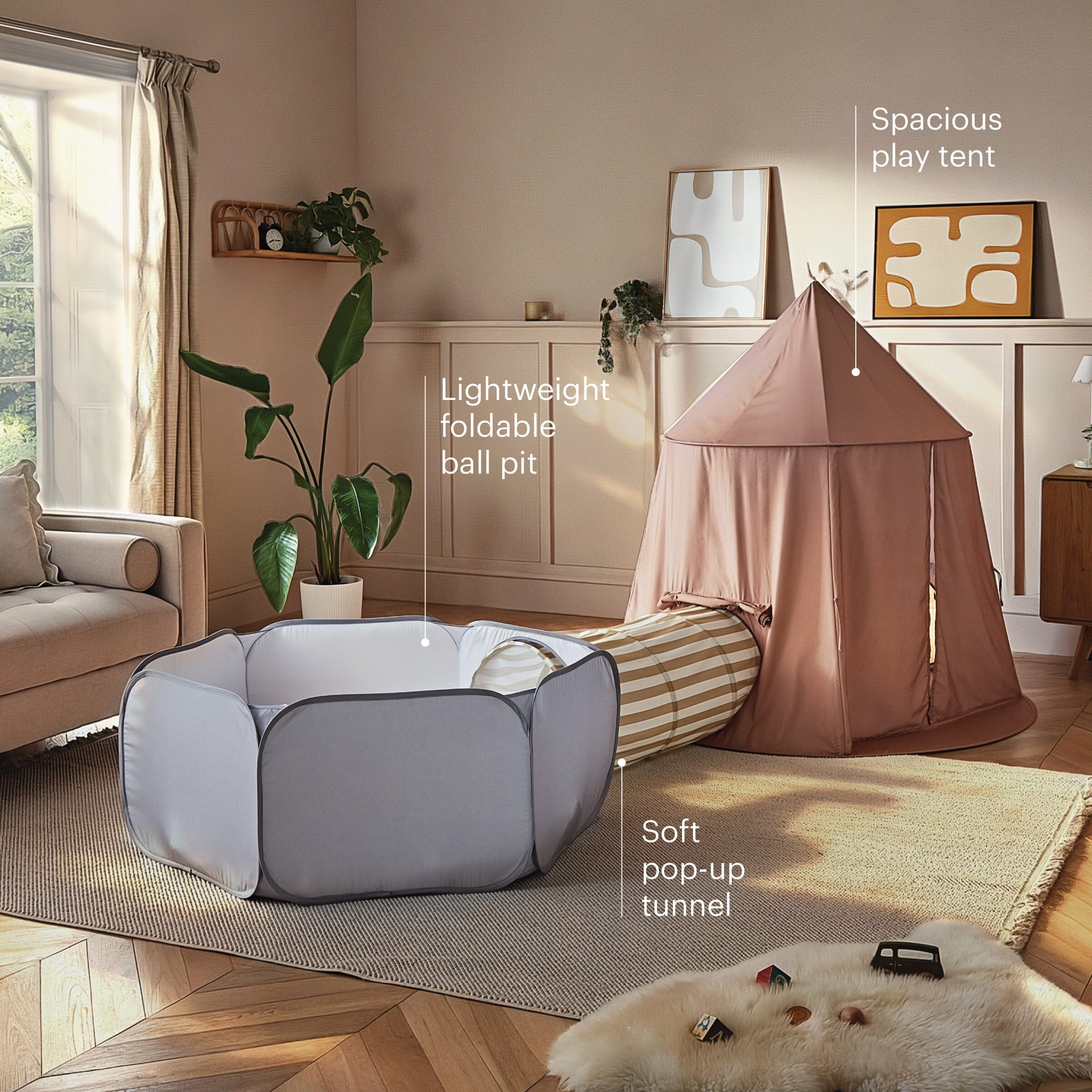 Pop-up Play 3 Piece Set - Tent, Tunnel & Ball Pit Toys CuddleCo