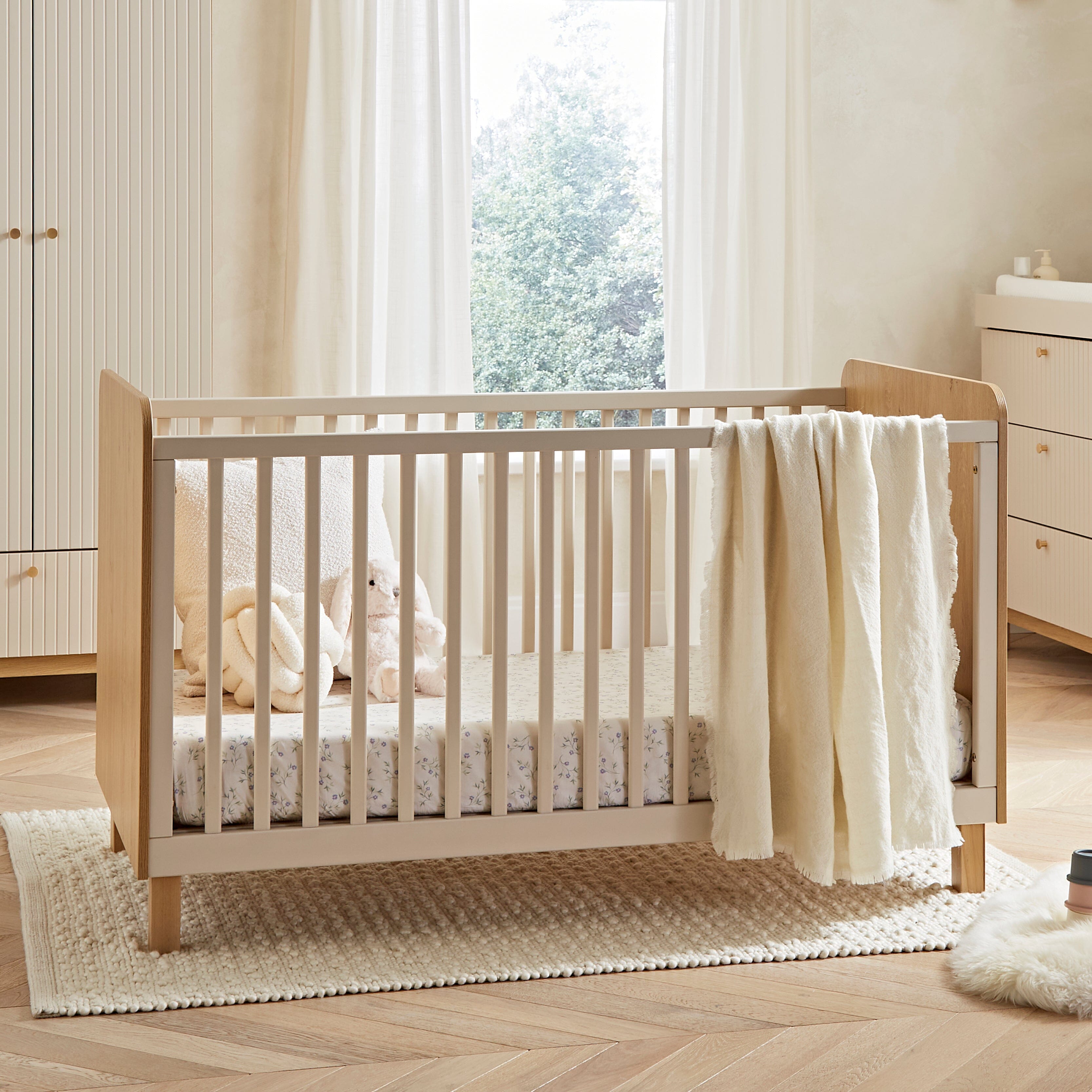 Remi Cot Bed - Oak/Cashmere CuddleCo