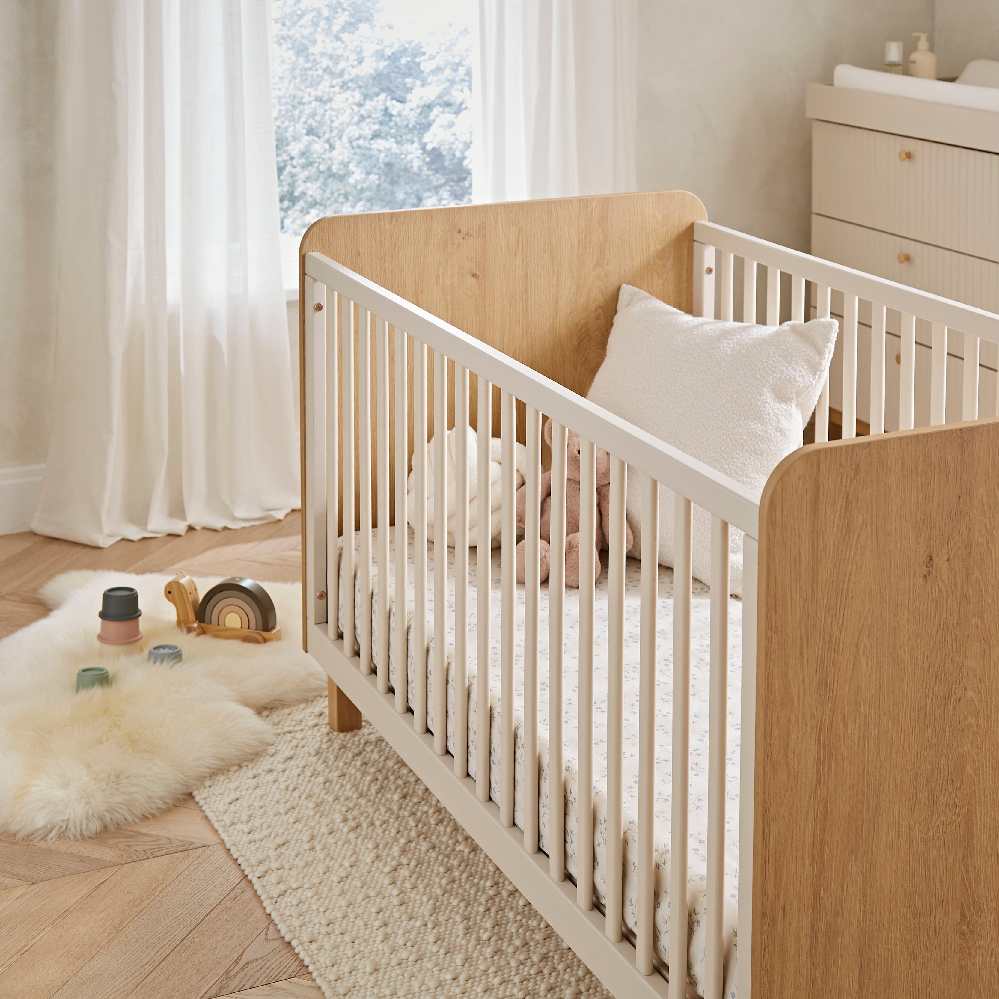 Remi Cot Bed - Oak/Cashmere CuddleCo