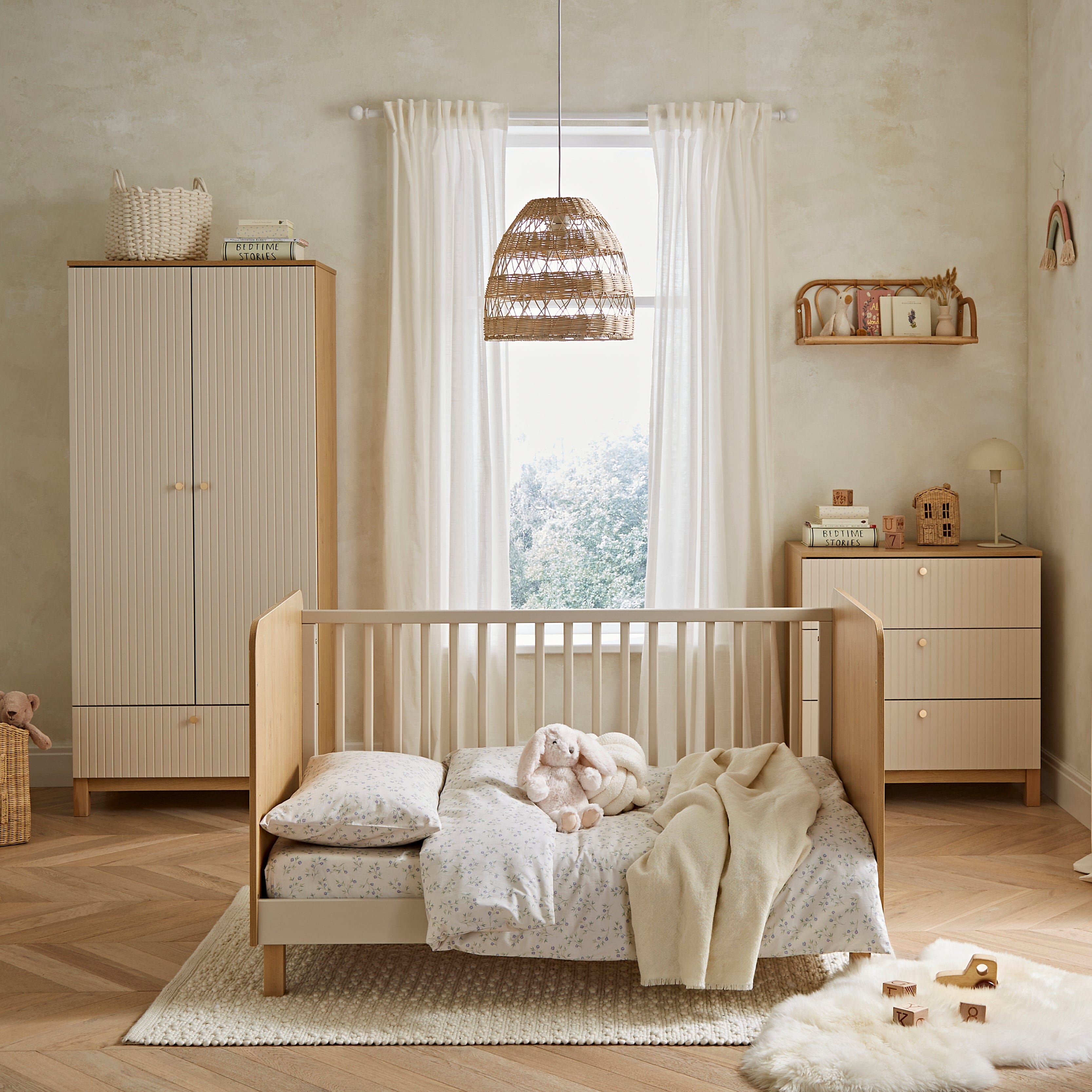 Remi Cot Bed - Oak/Cashmere CuddleCo