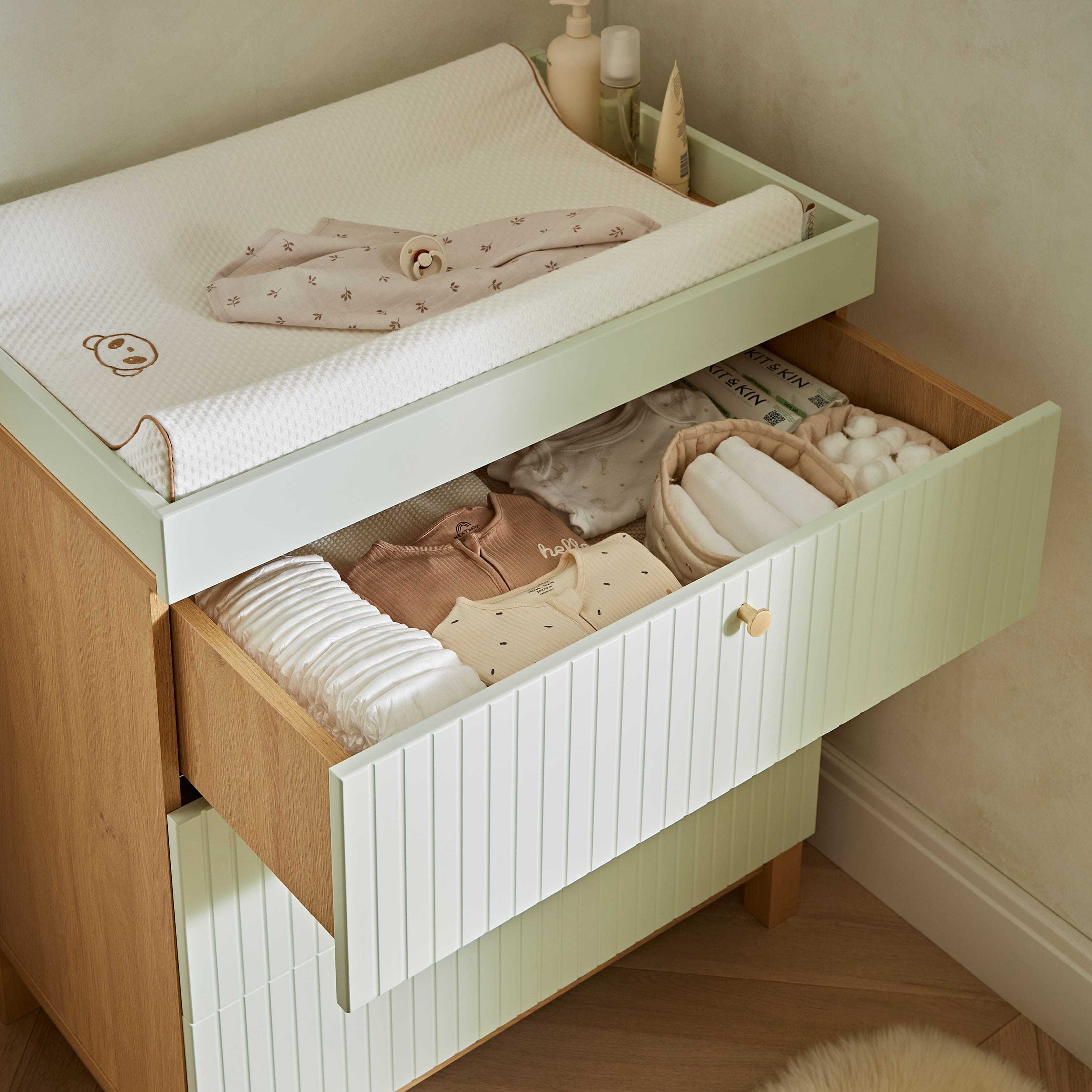 Remi 3 Piece Nursery Furniture Set - Oak/Green Furniture Sets CuddleCo