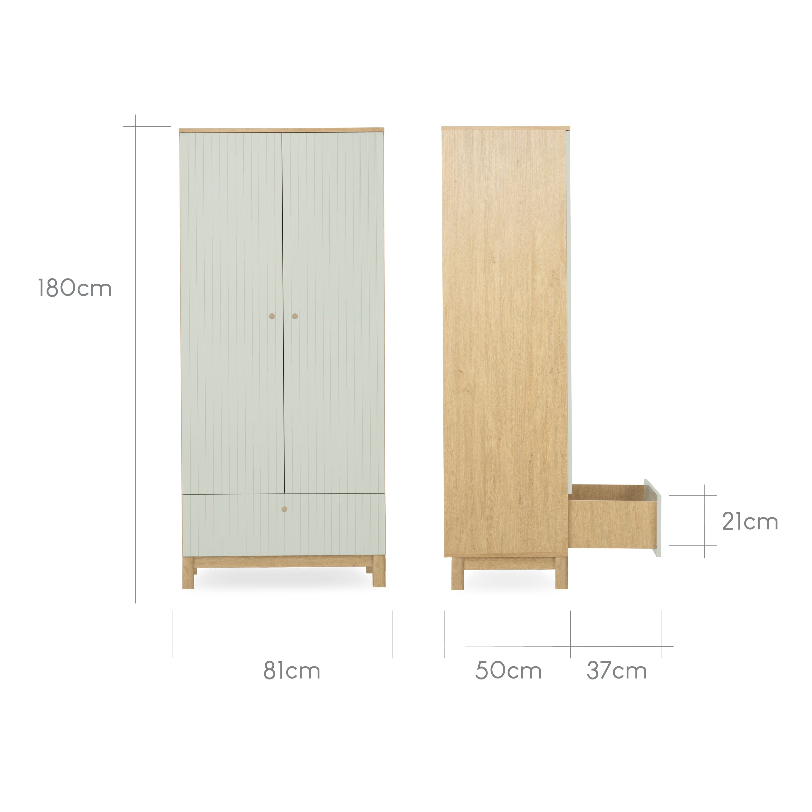 Remi Wardrobe - Oak/Green Furniture Singles CuddleCo