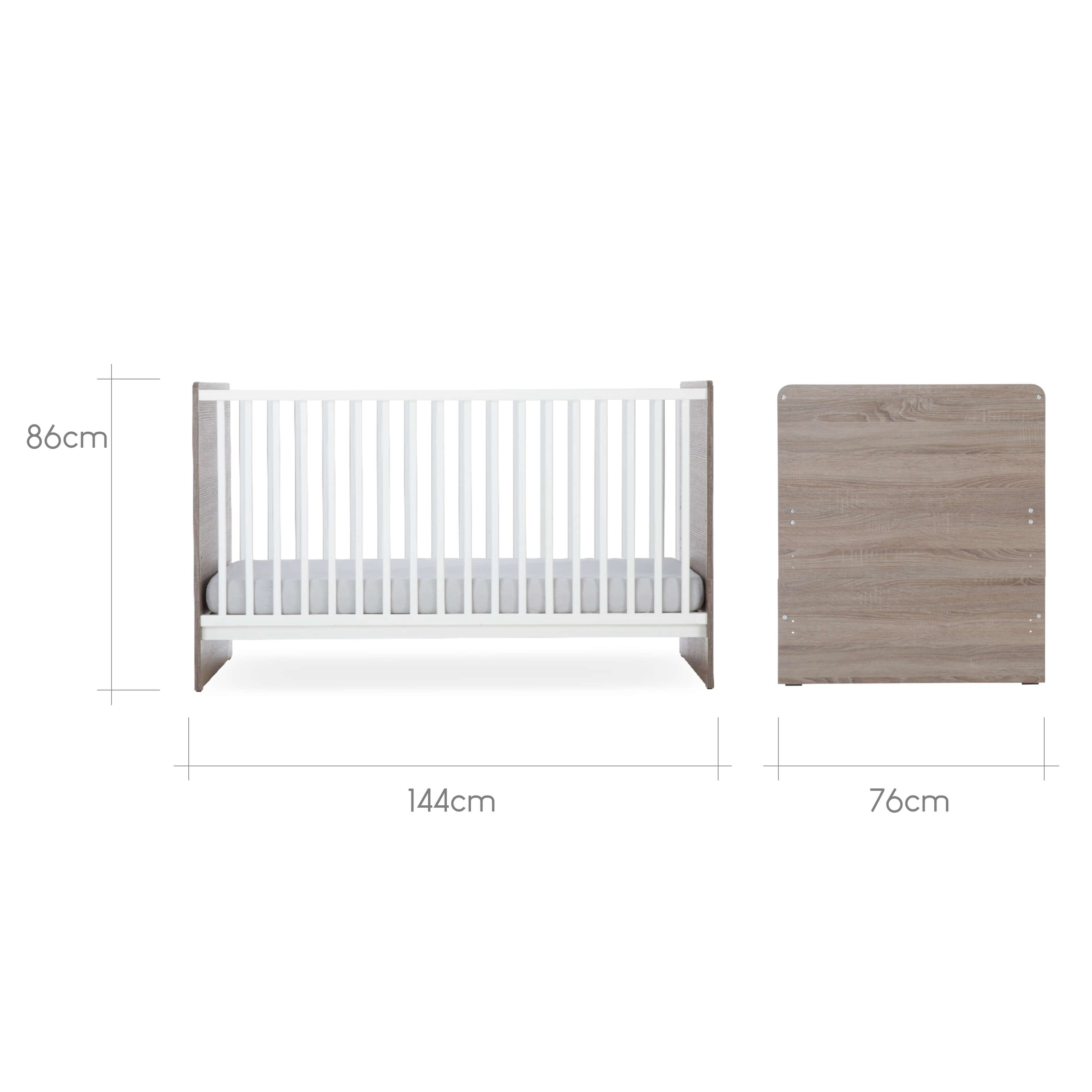 Enzo Cot Bed - Truffle Oak & White Furniture Singles CuddleCo