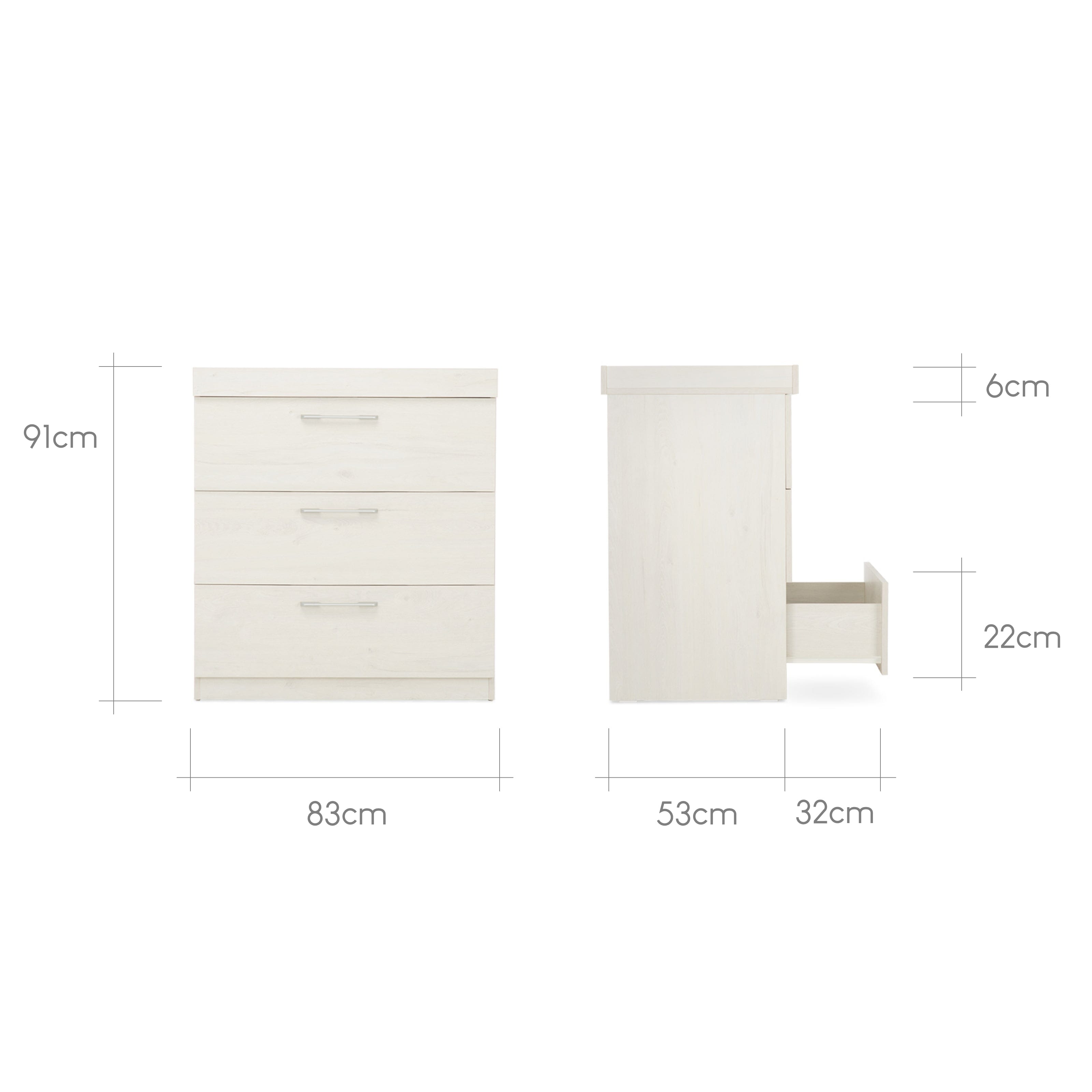 Freya 3 Piece Nursery Furniture Set - Coastal White Furniture Sets CuddleCo
