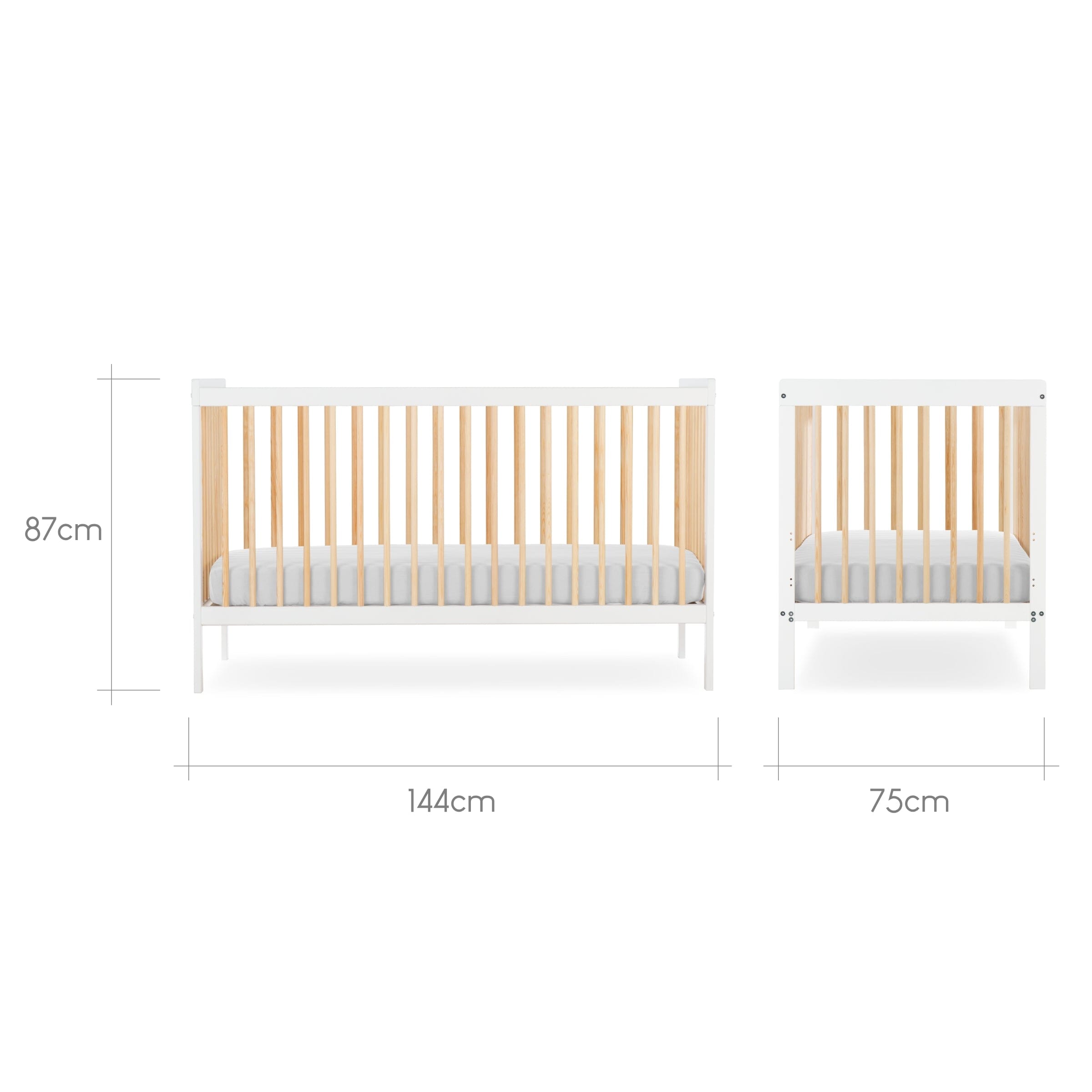Nola Cot bed - White / Natural Furniture Singles CuddleCo