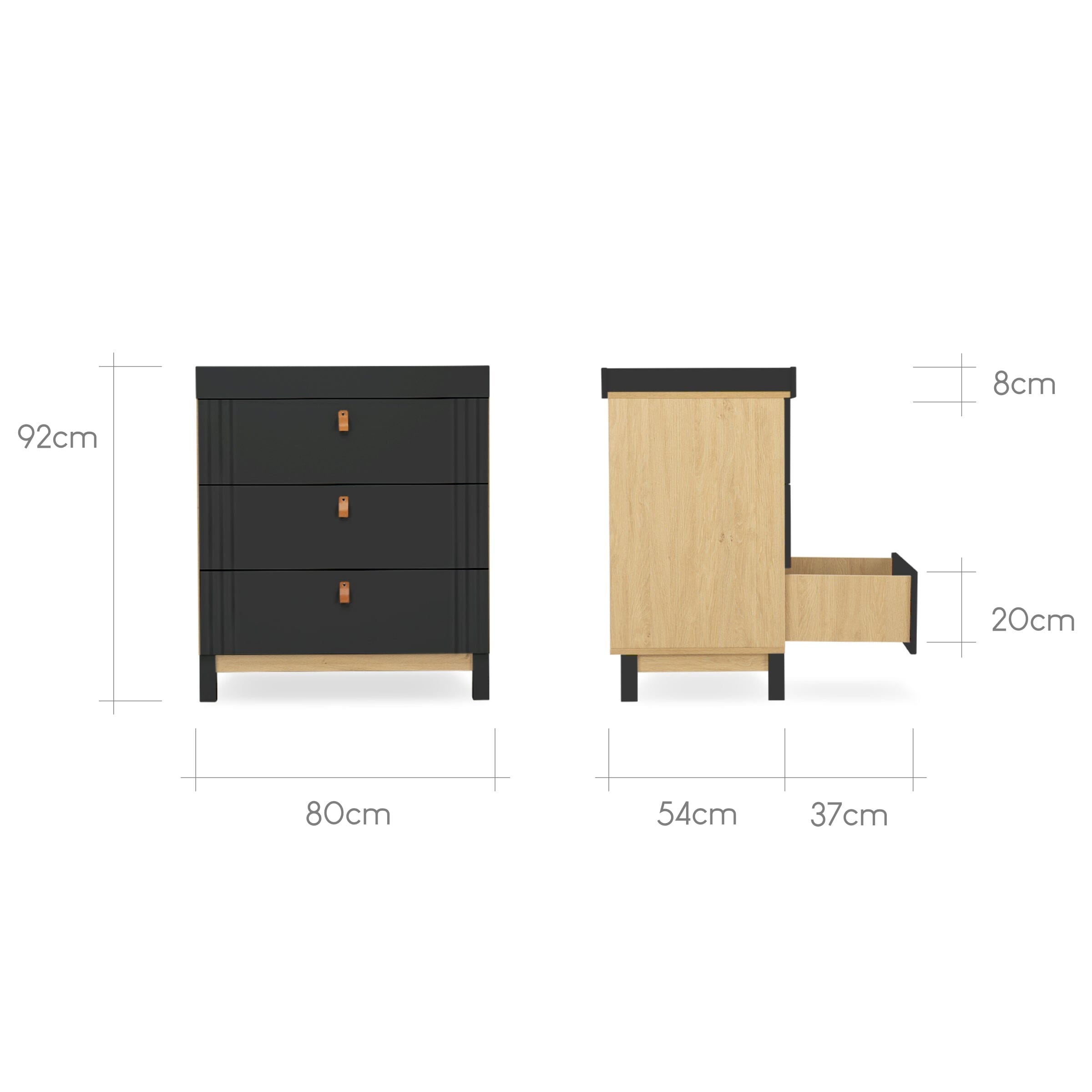 Rafi 2 Piece Nursery Furniture Set - Oak & Black Furniture Sets CuddleCo