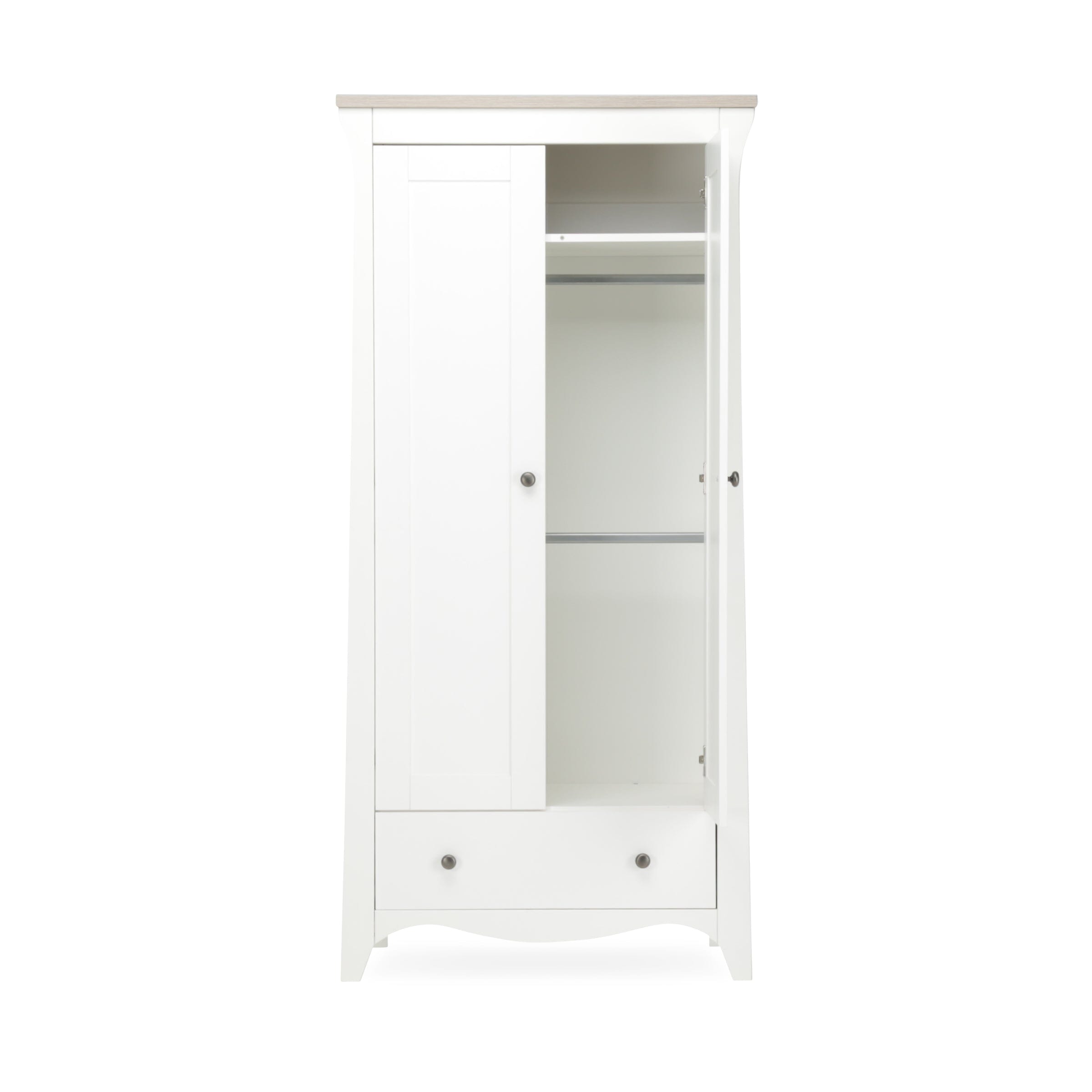 Clara 2 Door Double Wardrobe - White & Ash Furniture Singles CuddleCo