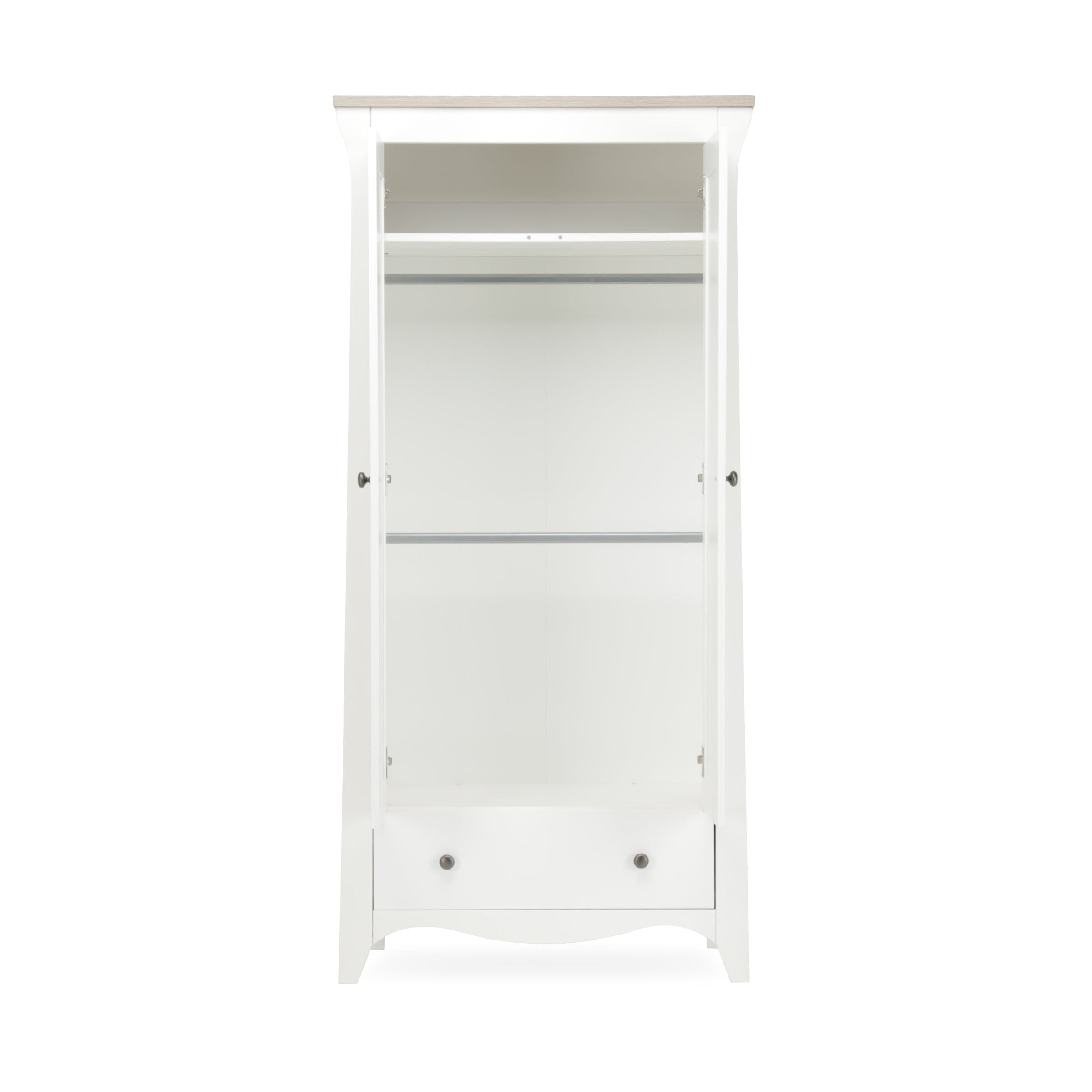 Clara 2 Door Double Wardrobe - White & Ash Furniture Singles CuddleCo