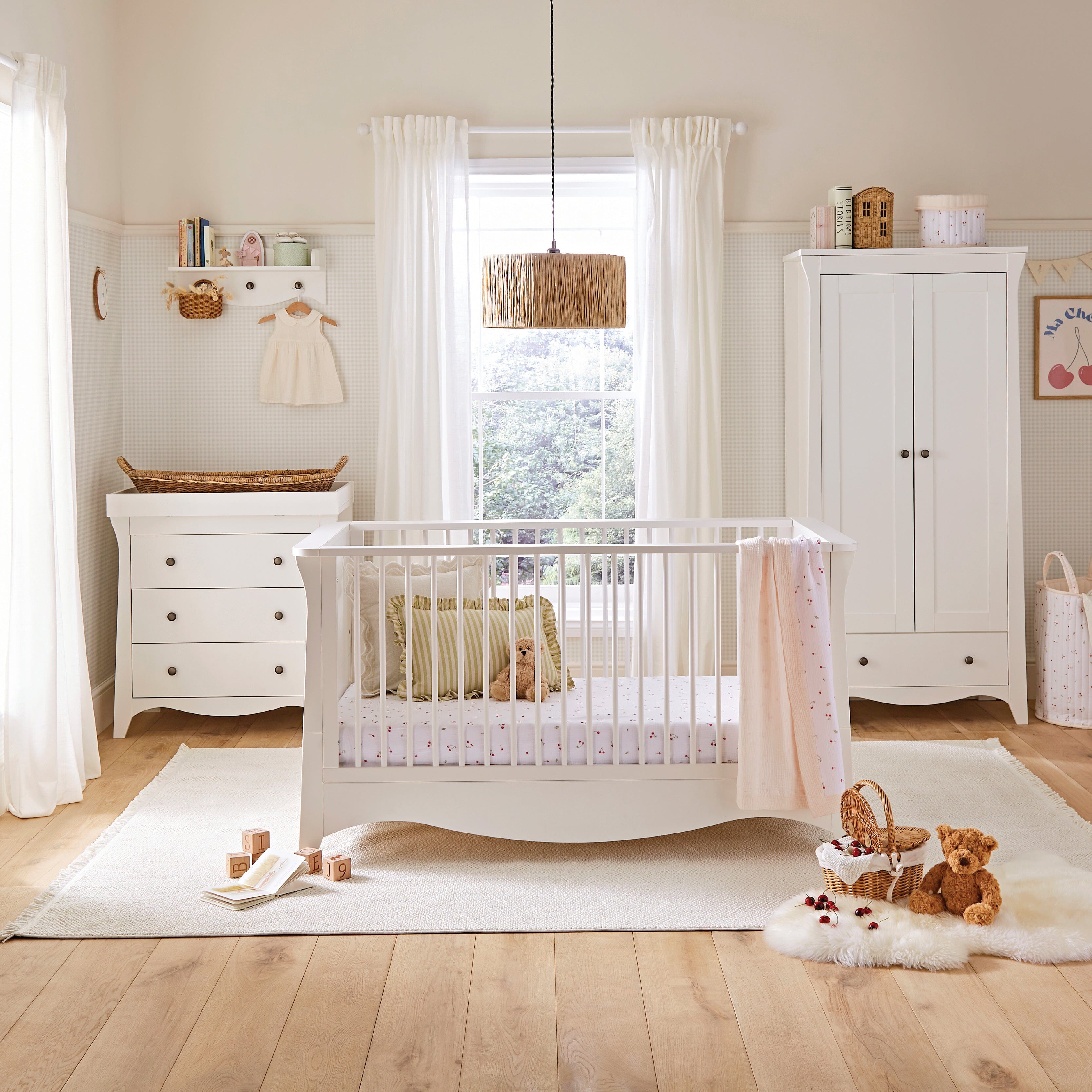 Clara 3 Piece Nursery Furniture Set - White Furniture Sets CuddleCo