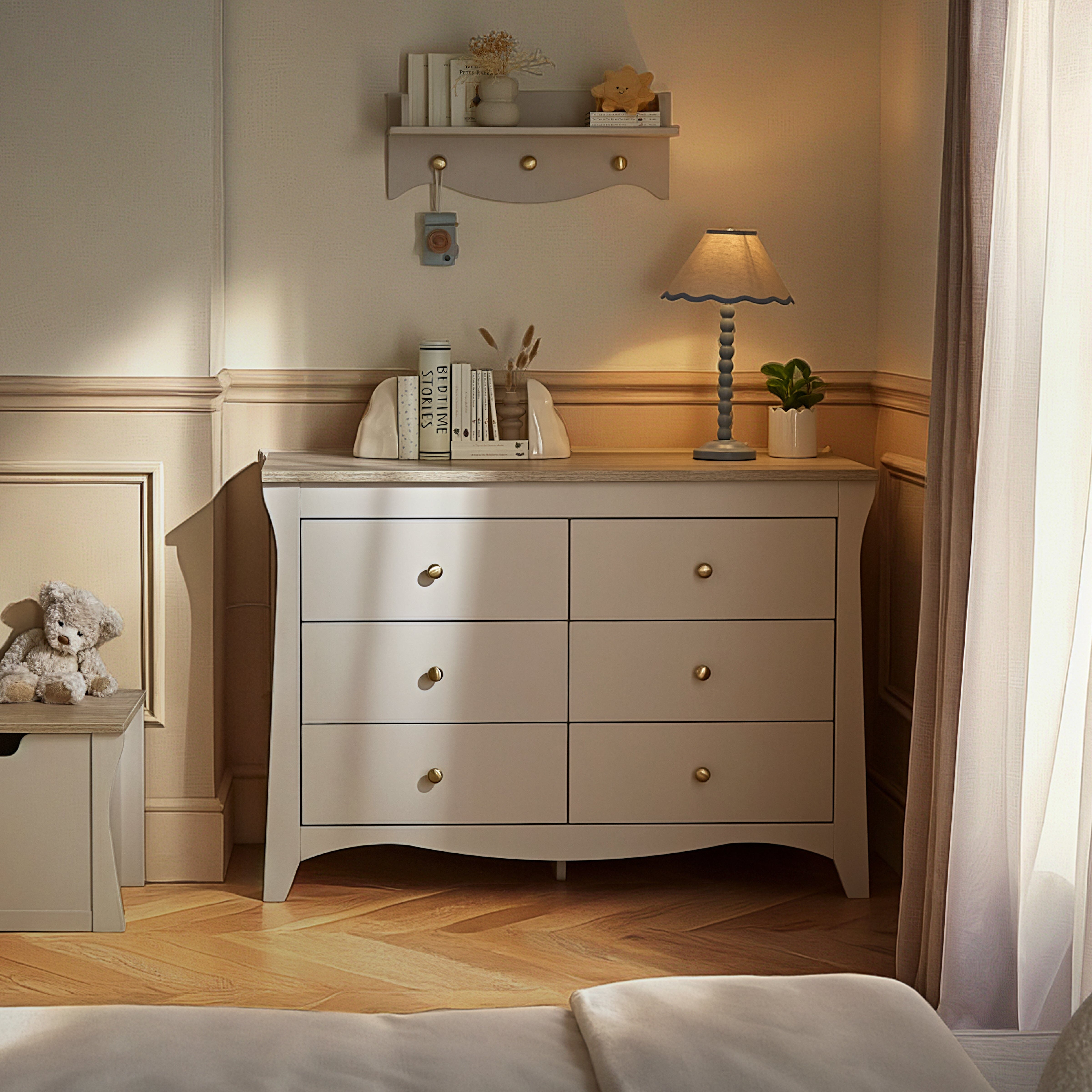 Clara 6 Drawer Dresser - Cashmere & Ash Furniture Singles CuddleCo