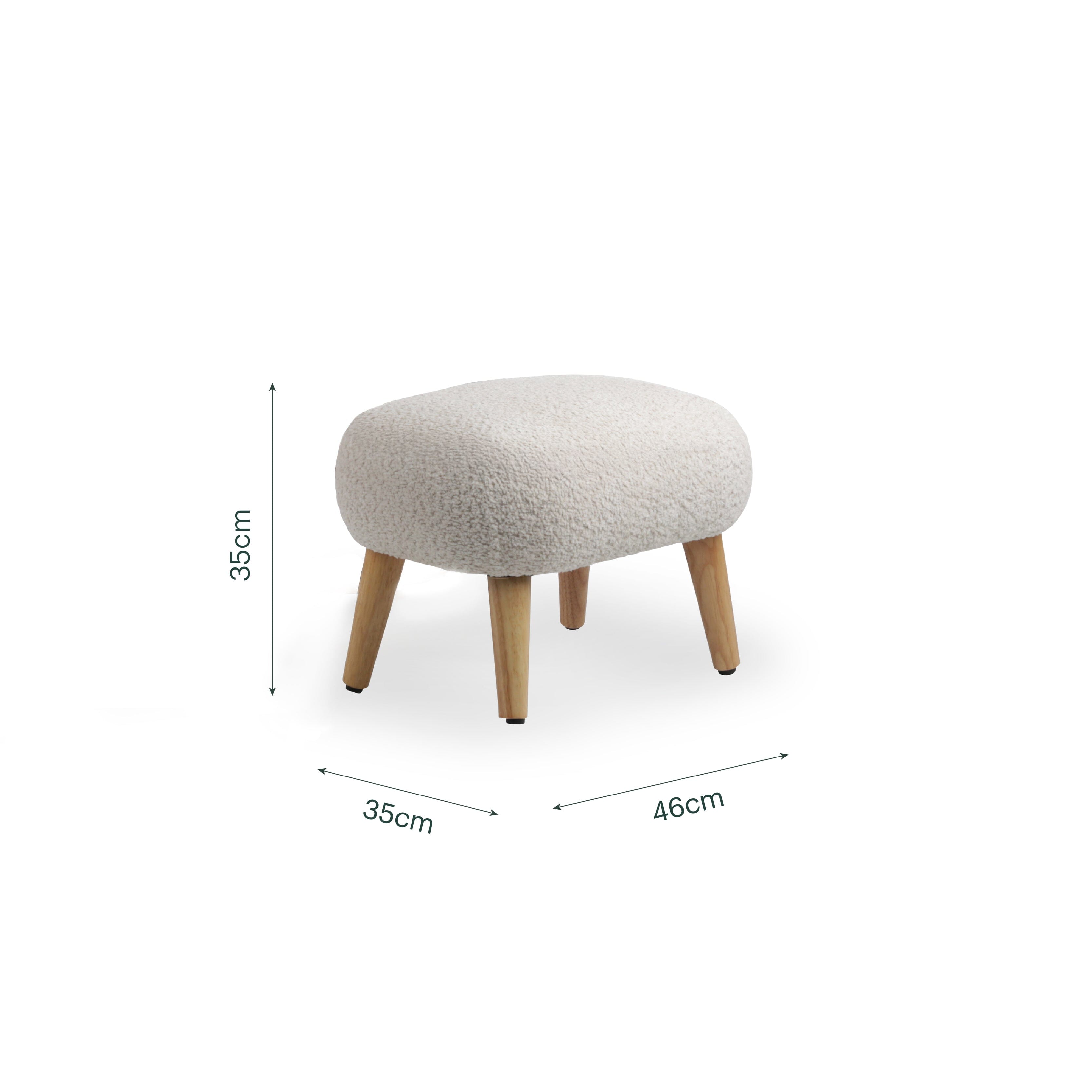 Etta Foot Stool - Boucle Mushroom Furniture Singles CuddleCo