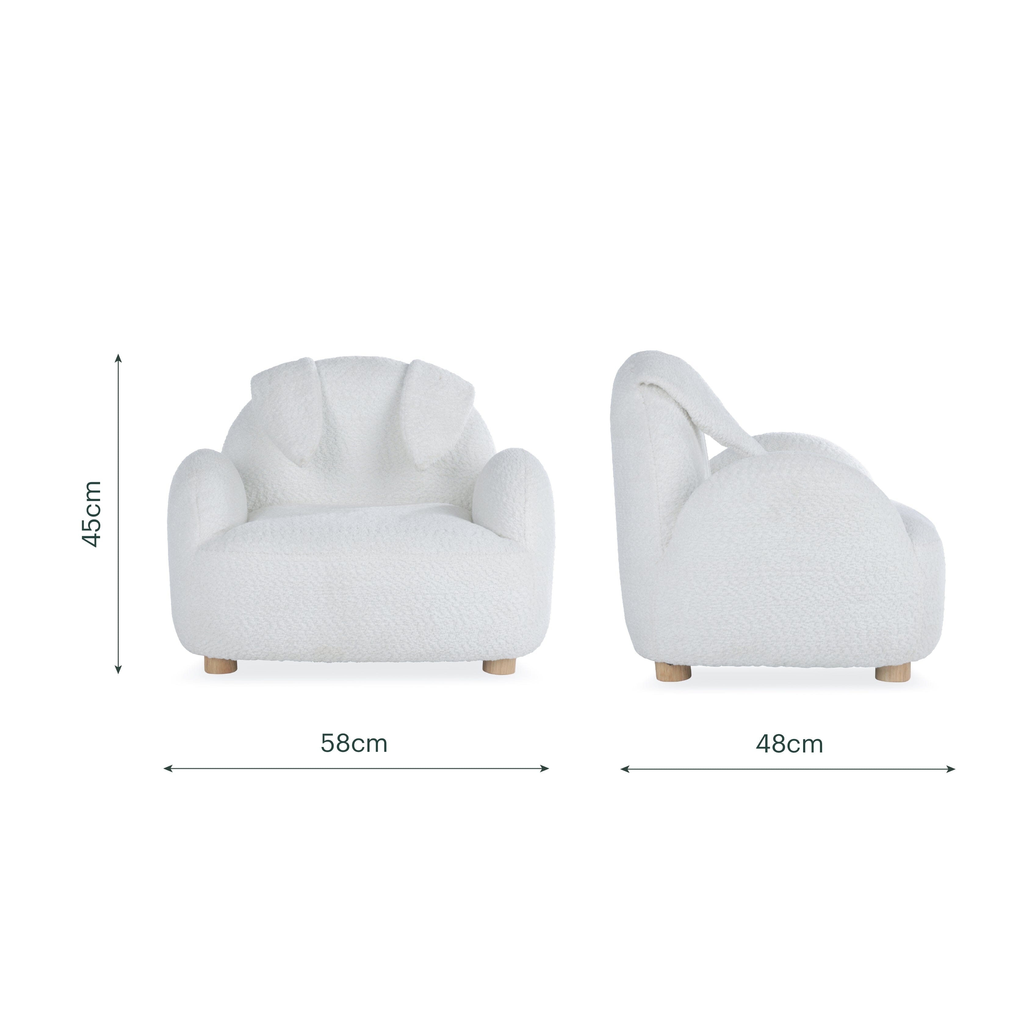 Etta Bunny Kids Chair - Boucle Off White Furniture Singles CuddleCo