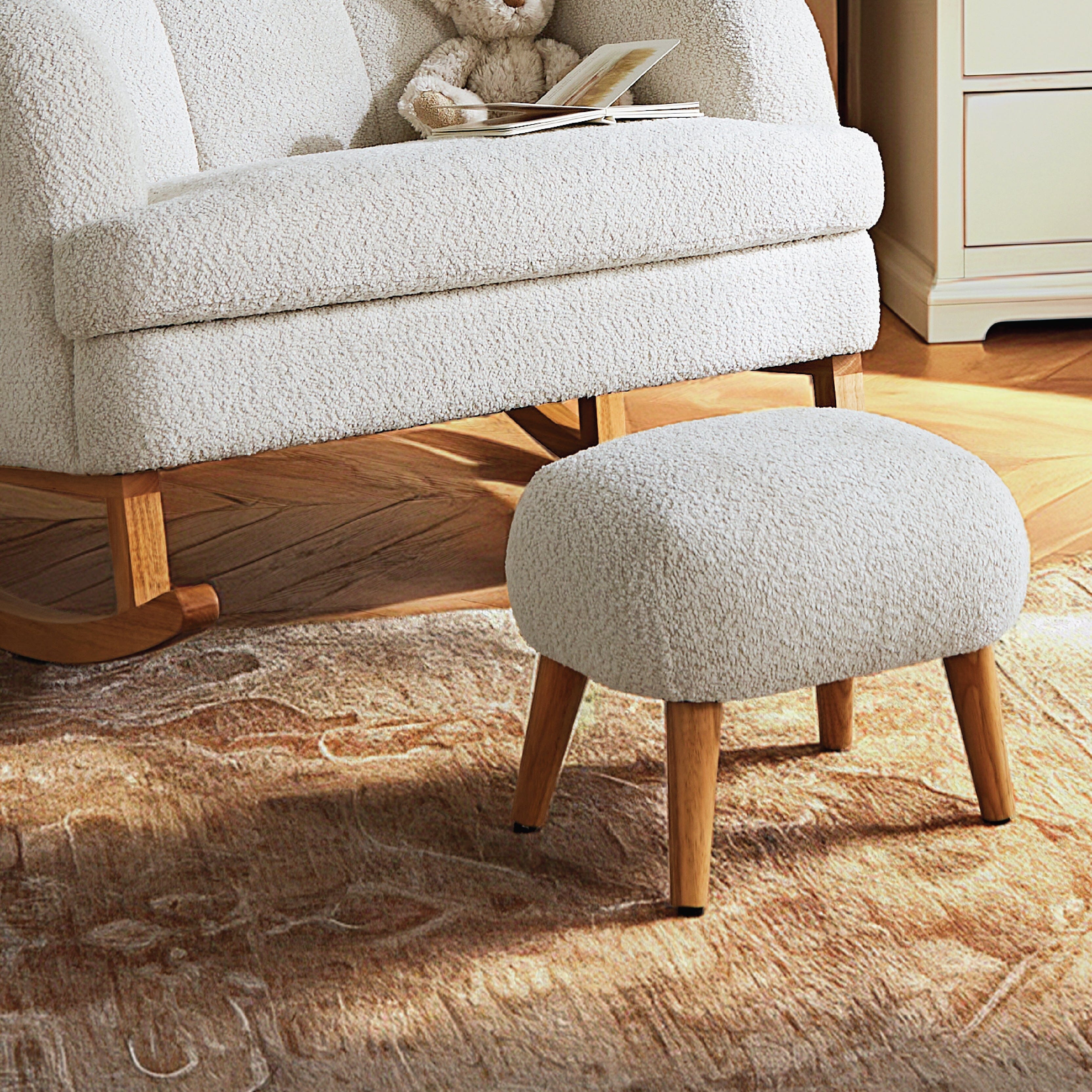 Etta Cuddle Nursing Chair & Foot stool - Boucle Off White Furniture Singles CuddleCo