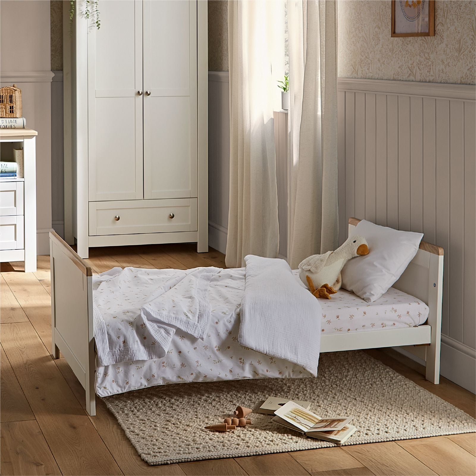 Burford 3 Piece Nursery Furniture Set - White & Oak Furniture Sets CuddleCo