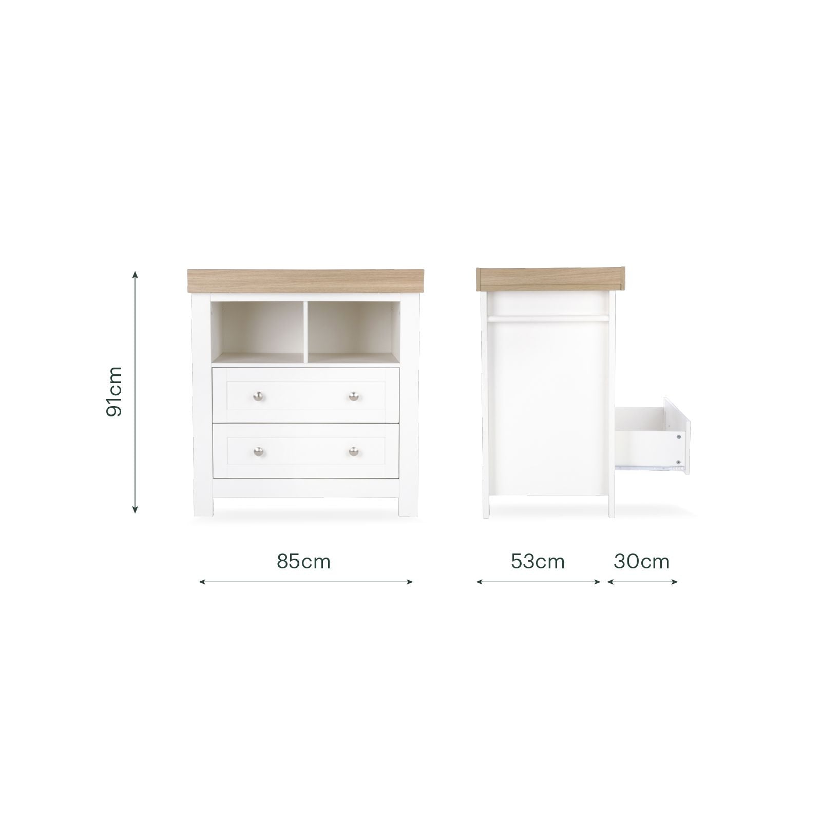 Burford 3 Piece Nursery Furniture Set - White & Oak Furniture Sets CuddleCo