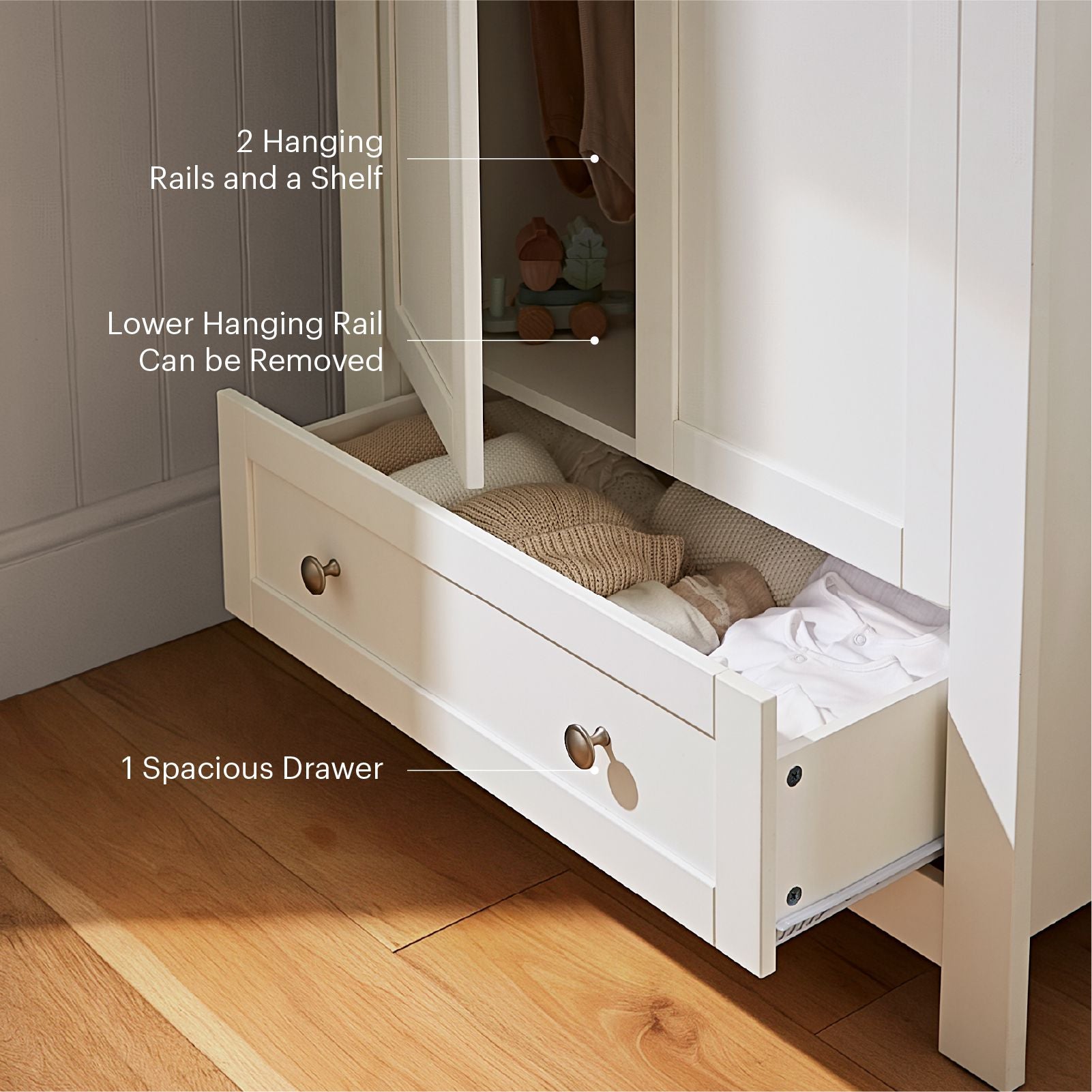 Burford 3 Piece Nursery Furniture Set - White & Oak Furniture Sets CuddleCo