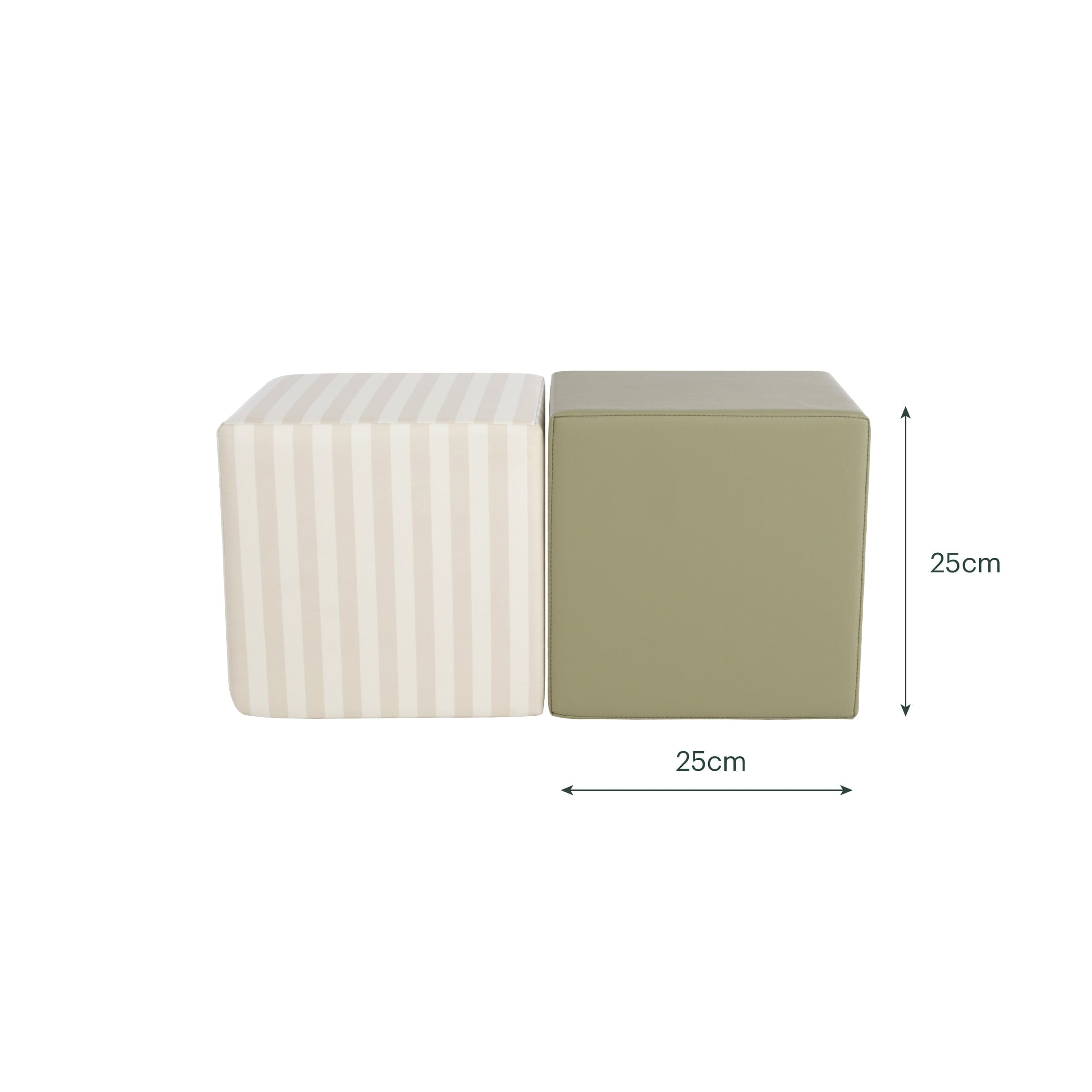 Soft Play Cubes 2 Piece - Cookie Stripe & Olive Toys CuddleCo