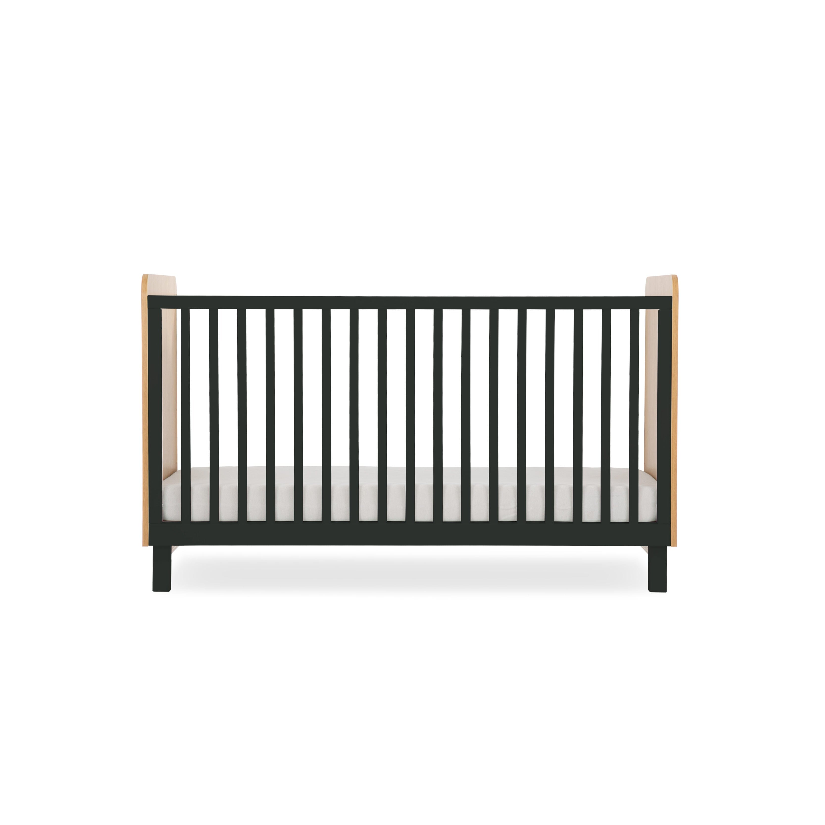Rafi Cot Bed - Oak & Black Furniture Singles CuddleCo